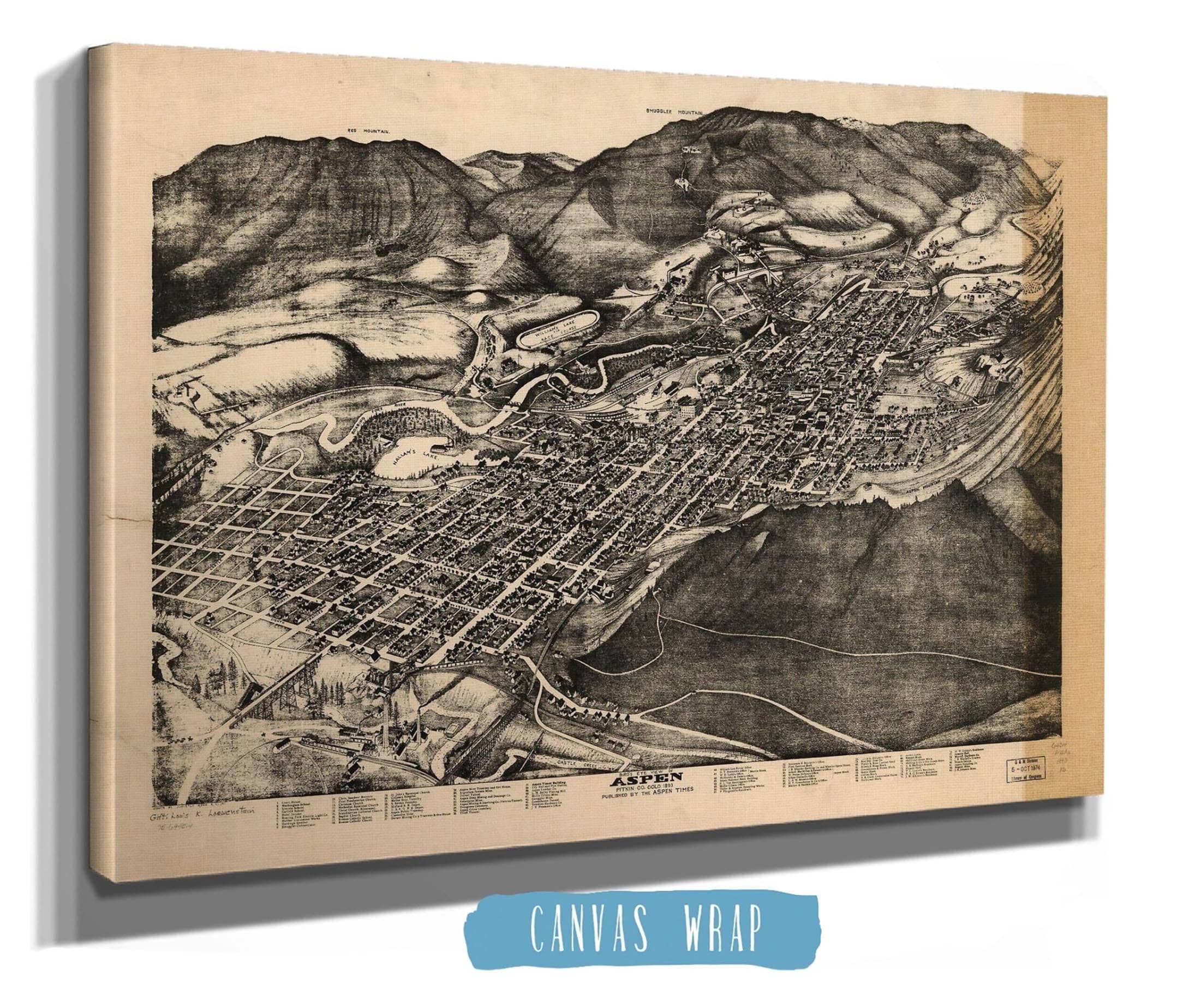 Birds Eye View Of Aspen Pitkin Co Colo 1893 State