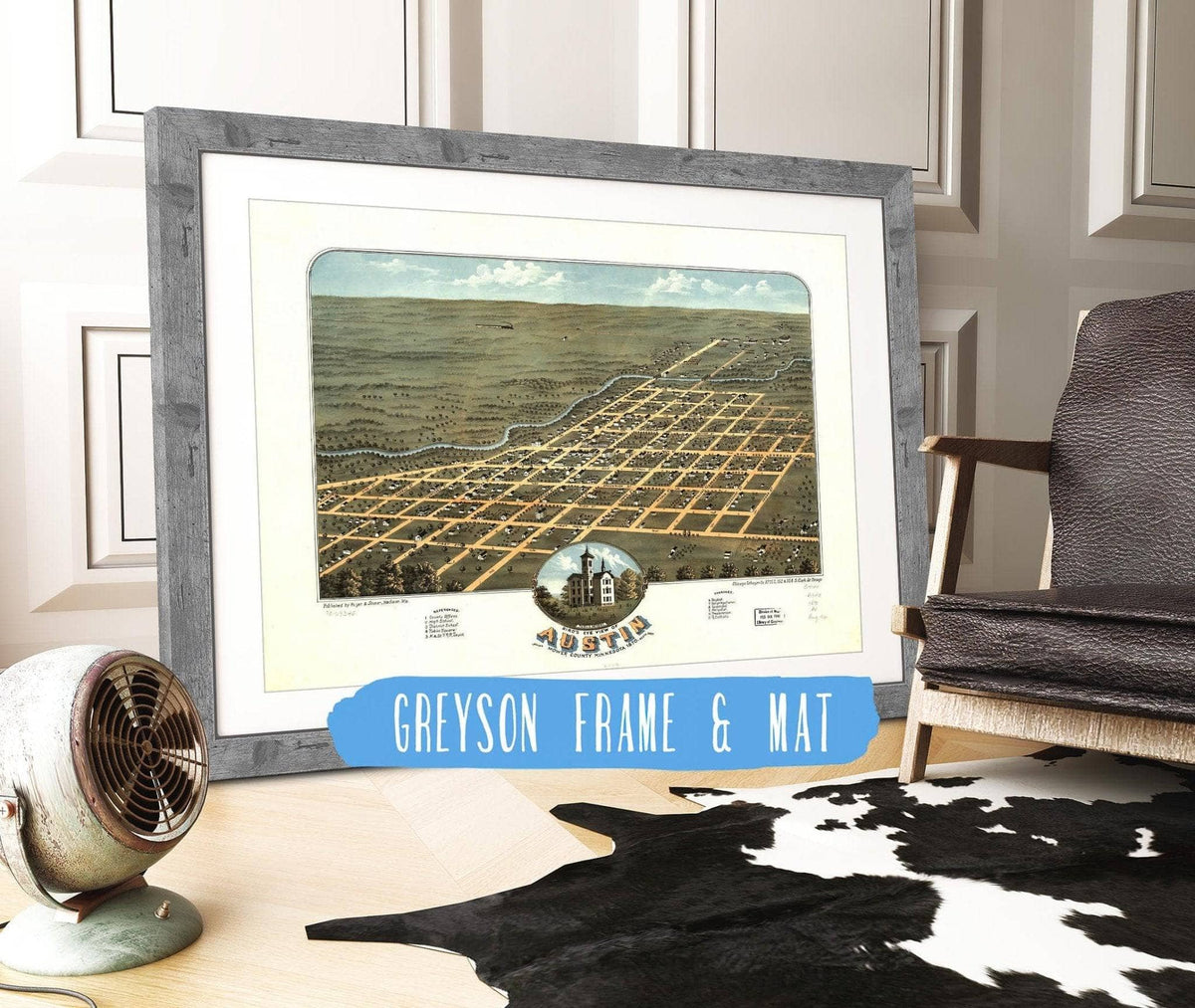 Birds Eye View Of Austin Mower County Minnesota 1870 State of Minnesota