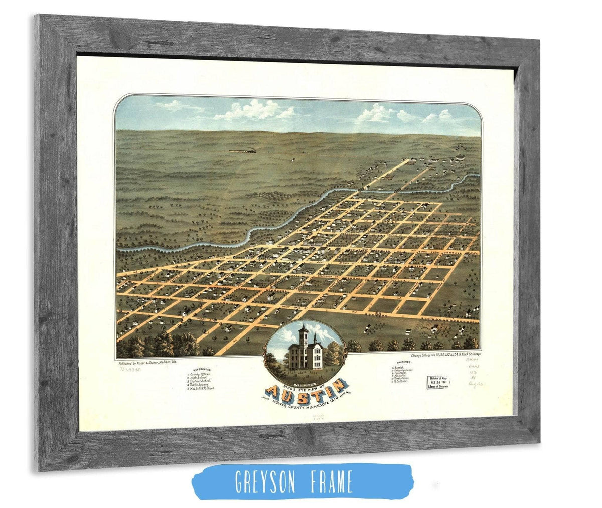 Birds Eye View Of Austin Mower County Minnesota 1870 State of Minnesota