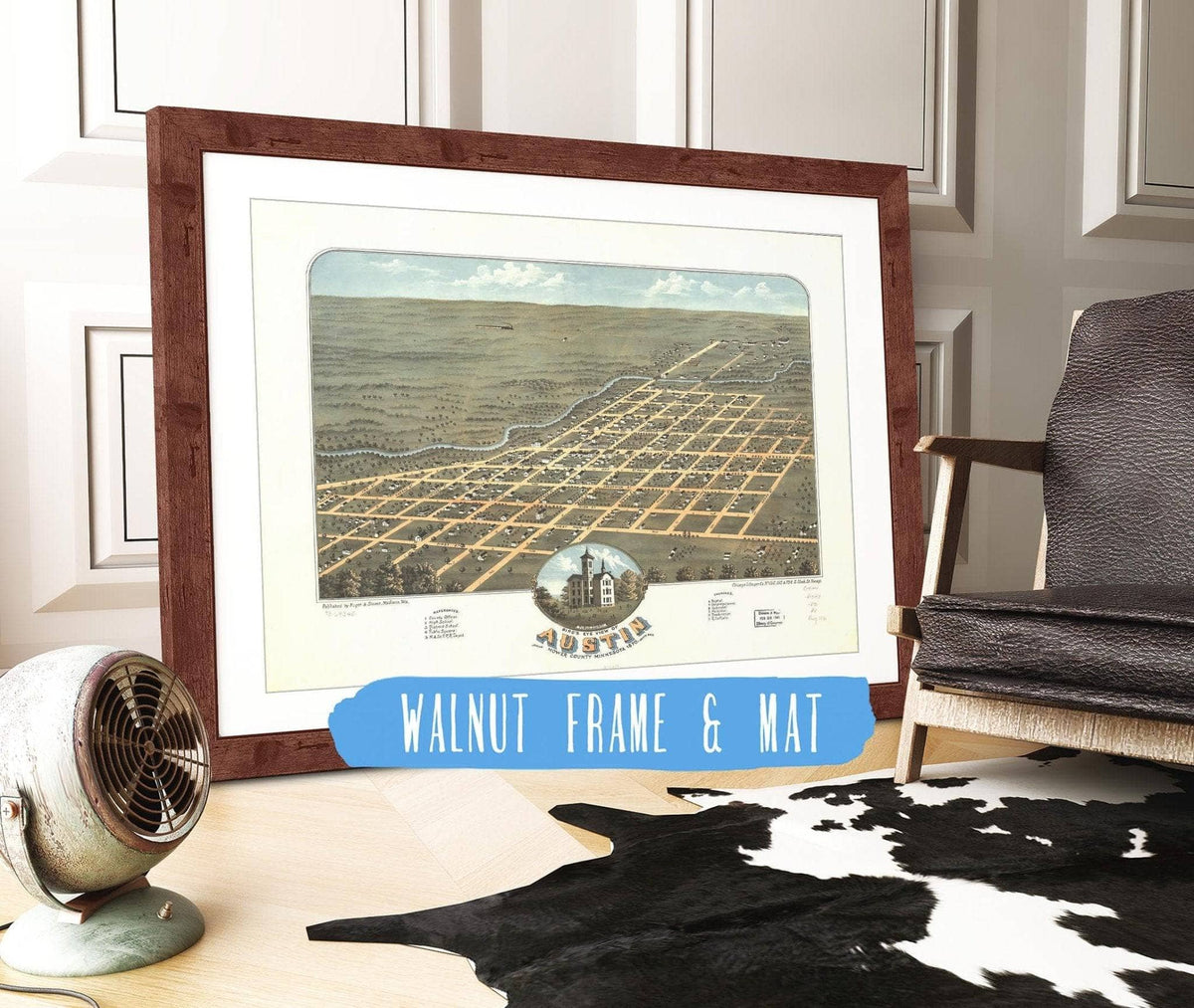 Birds Eye View Of Austin Mower County Minnesota 1870 State of Minnesota