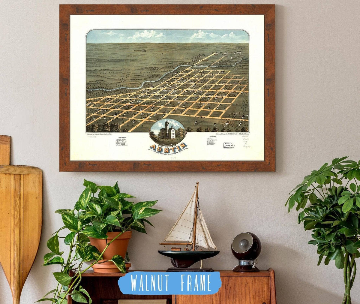 Birds Eye View Of Austin Mower County Minnesota 1870 State of Minnesota