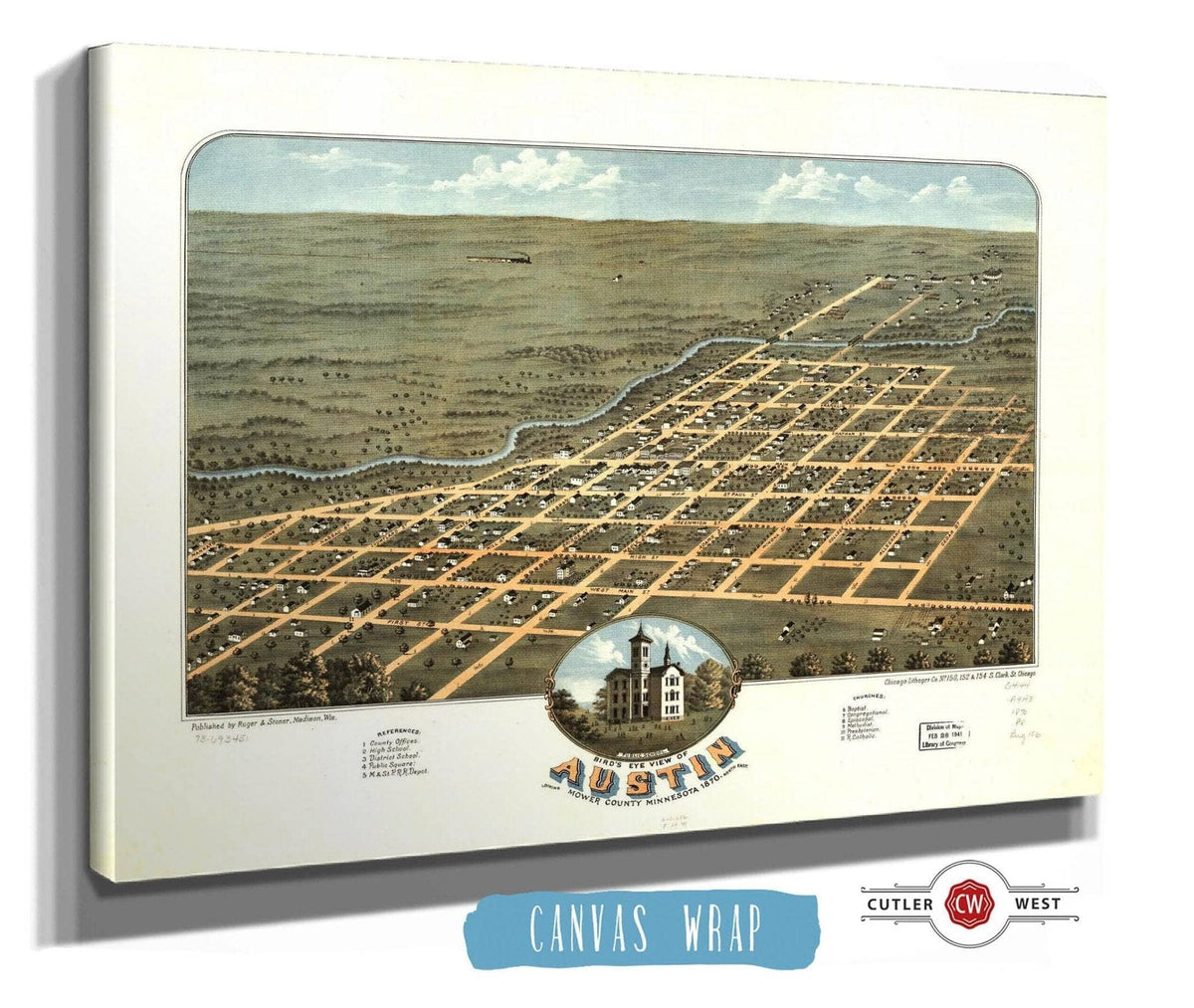 Birds Eye View Of Austin Mower County Minnesota 1870 State of Minnesota