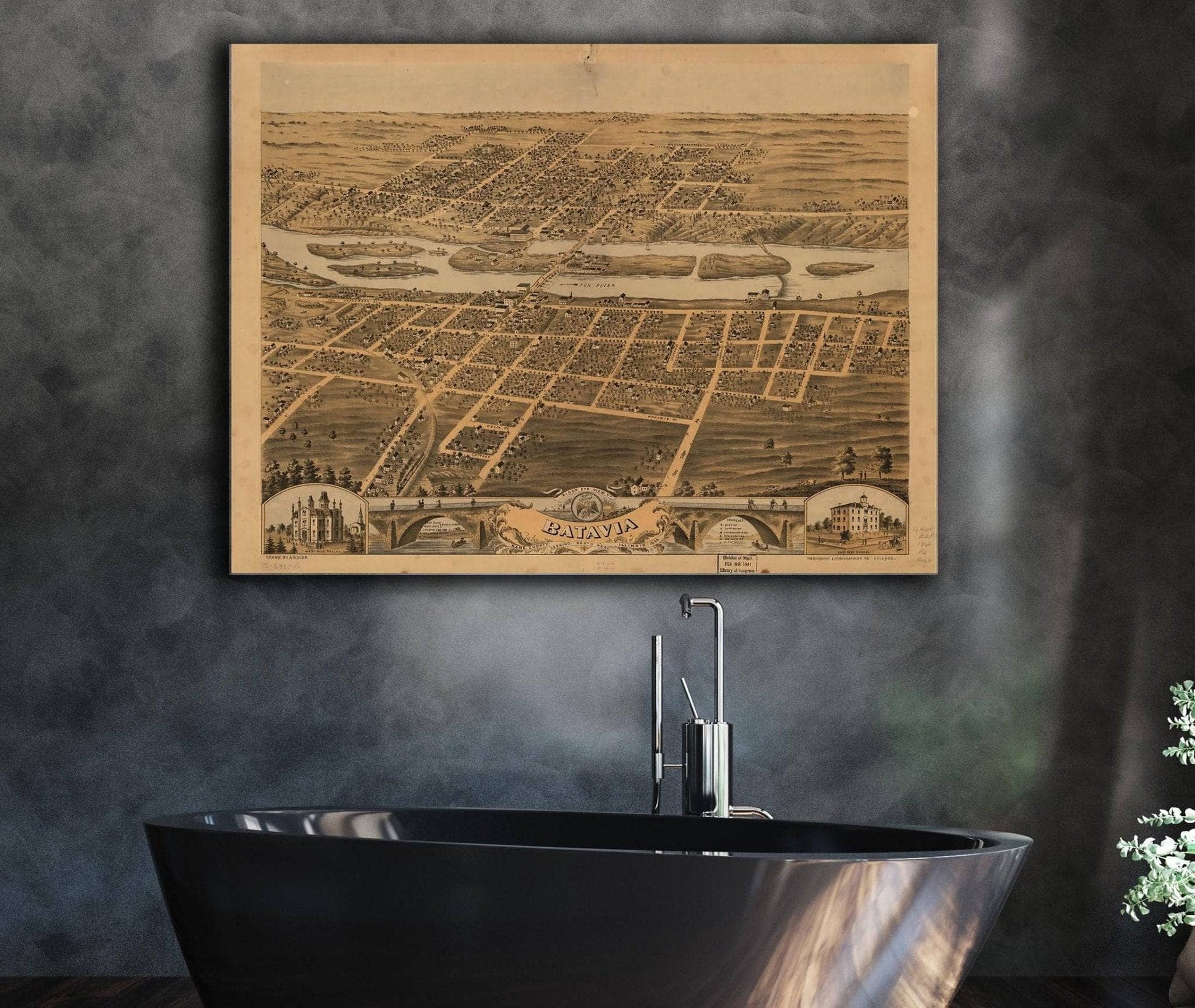Birds Eye View Of Batavia Kane County Illinois 1869 State of Illinois
