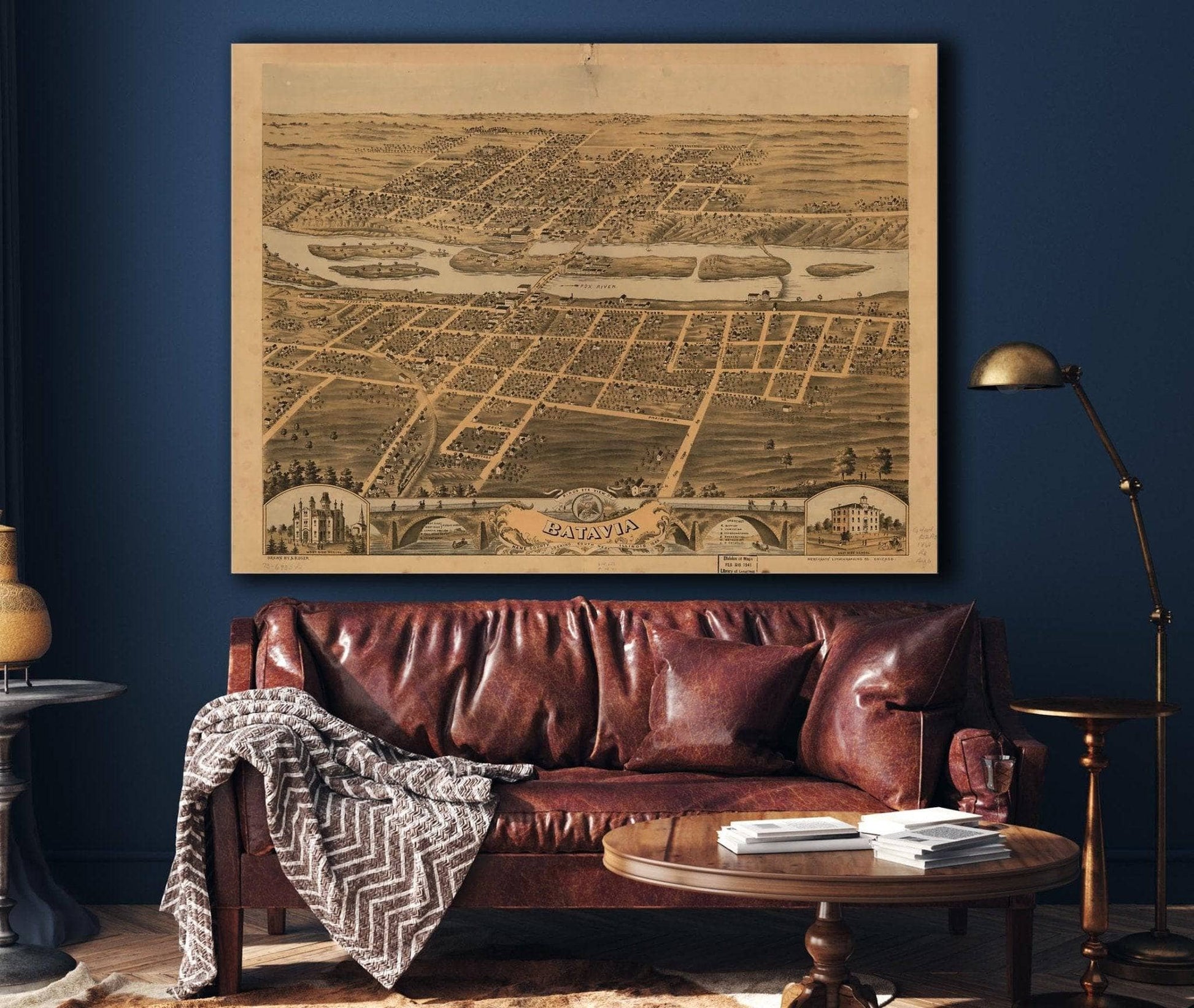 Birds Eye View Of Batavia Kane County Illinois 1869 State of Illinois
