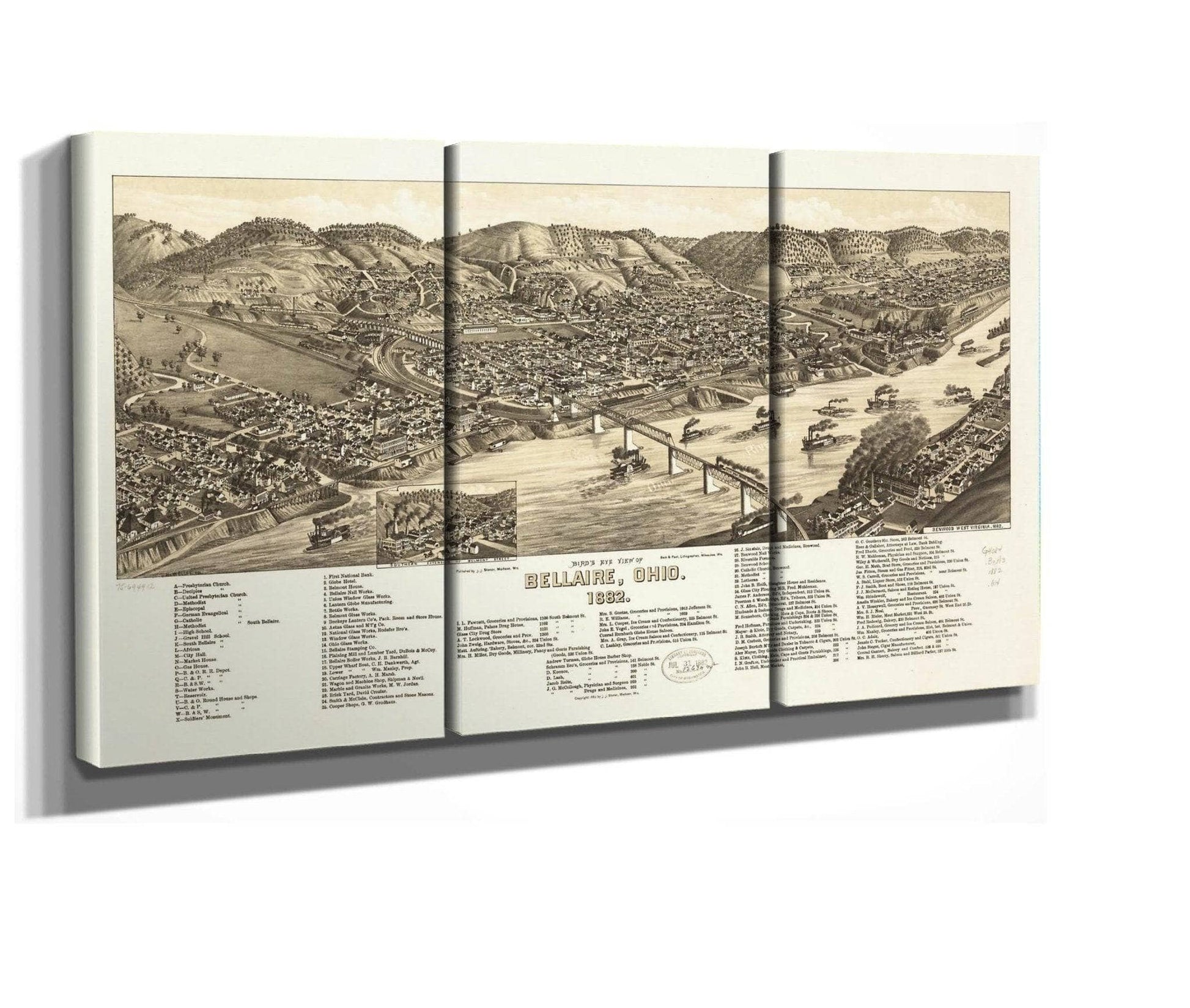 Birds Eye View Of Bellaire Ohio 1882  State Of Ohio