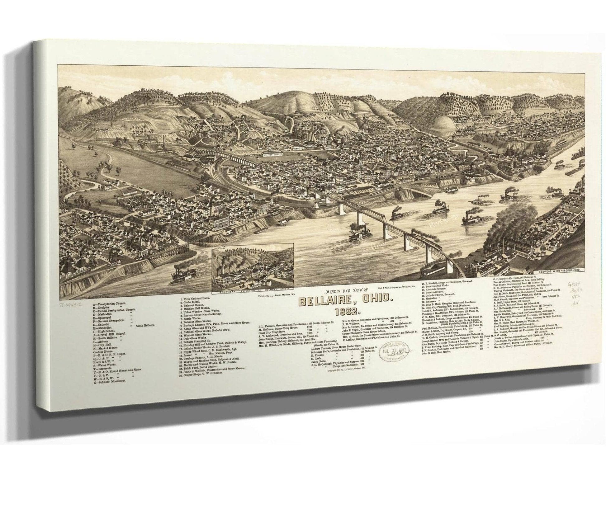 Birds Eye View Of Bellaire Ohio 1882  State Of Ohio