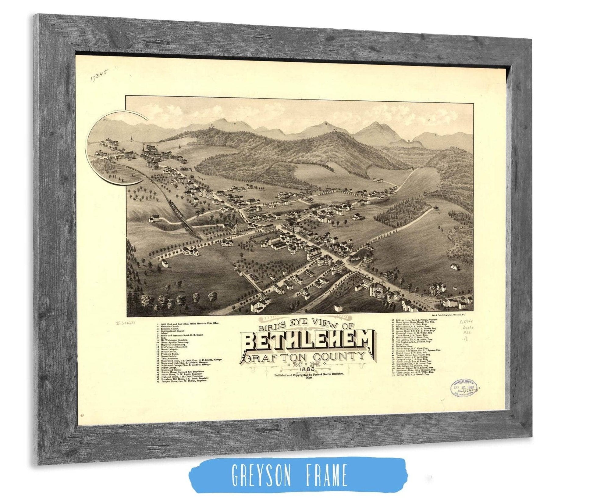Birds Eye View Of Bethlehem Grafton County Nh 1883 State of New Hampshire