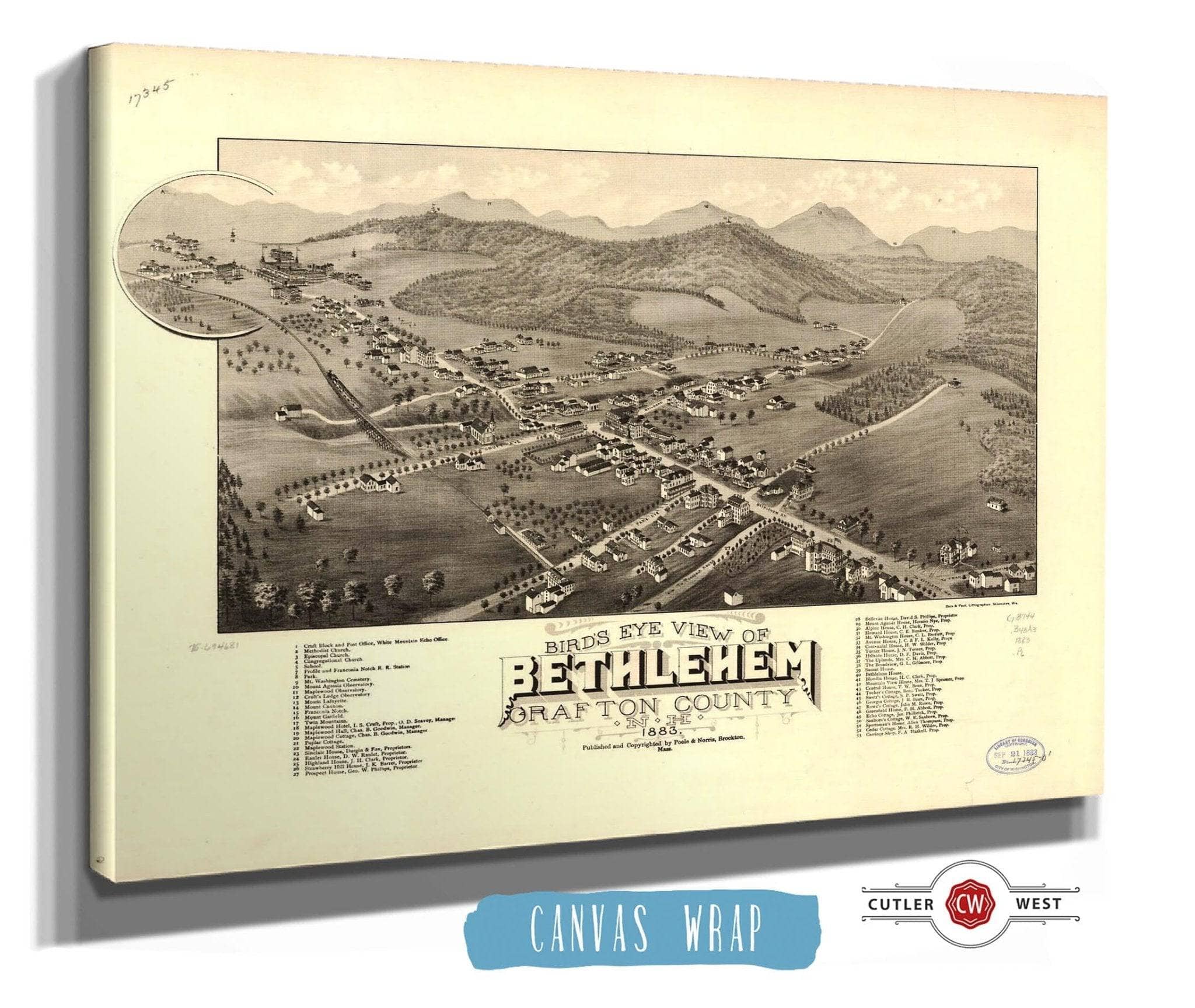 Birds Eye View Of Bethlehem Grafton County Nh 1883 State of New Hampshire