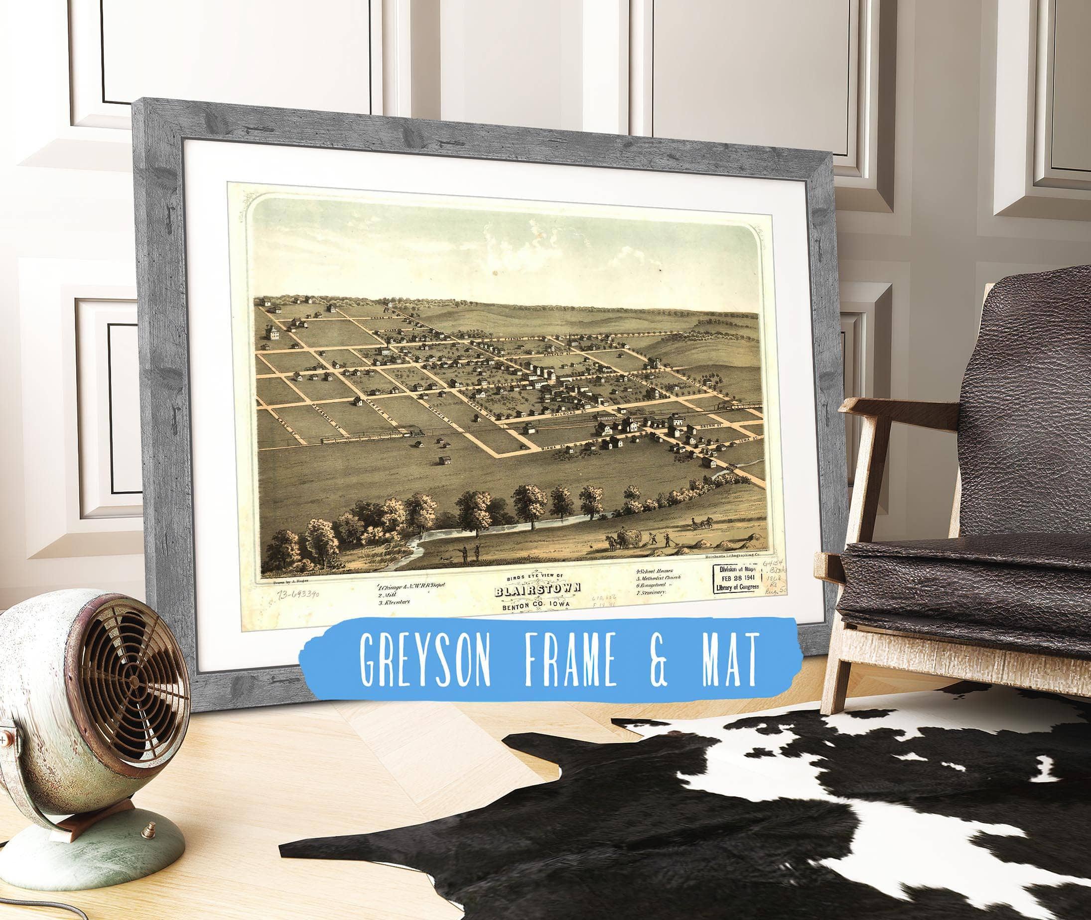 Birds Eye View Of Blairstown Benton Co Iowa 1868 State of Iowa