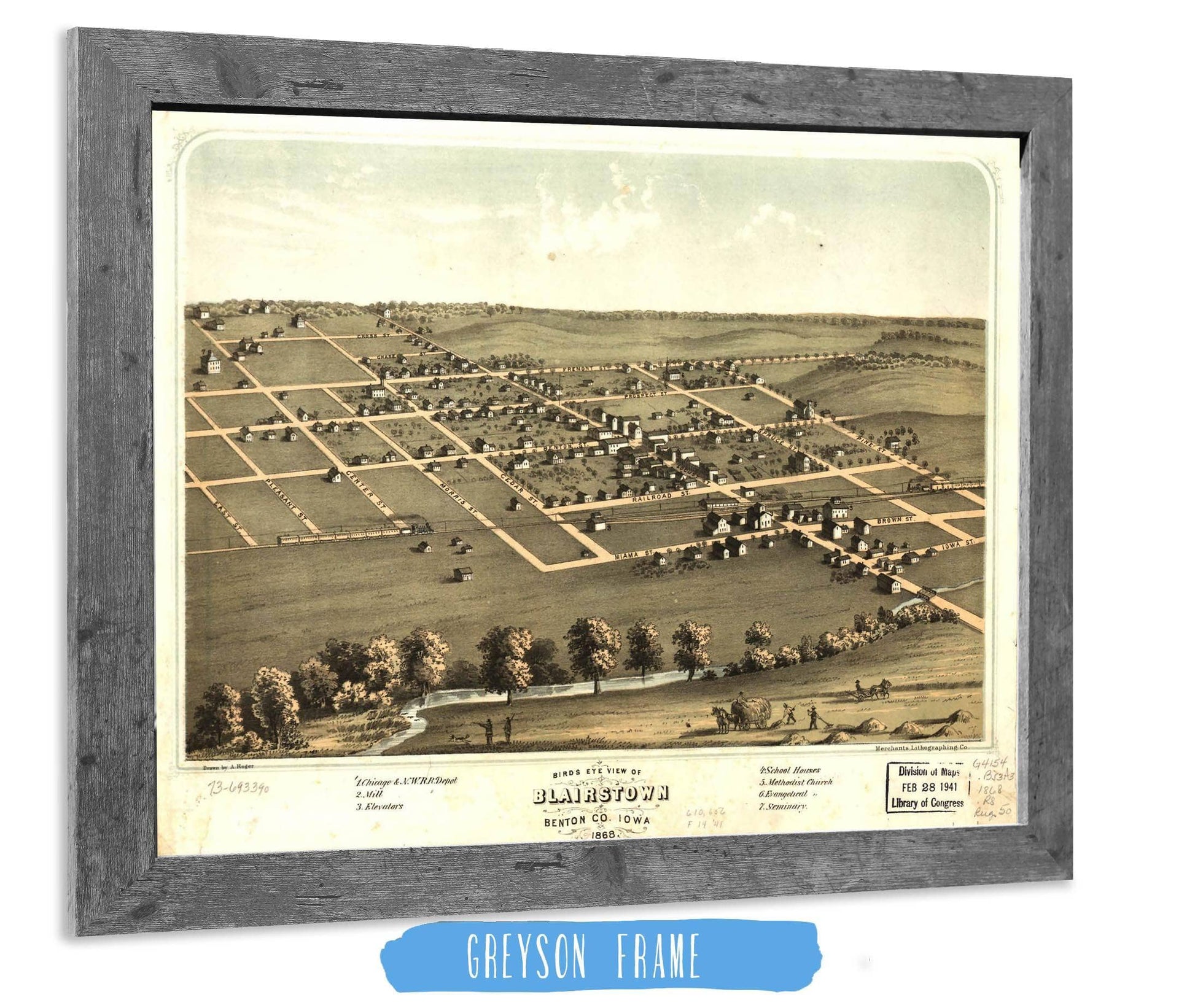 Birds Eye View Of Blairstown Benton Co Iowa 1868 State of Iowa