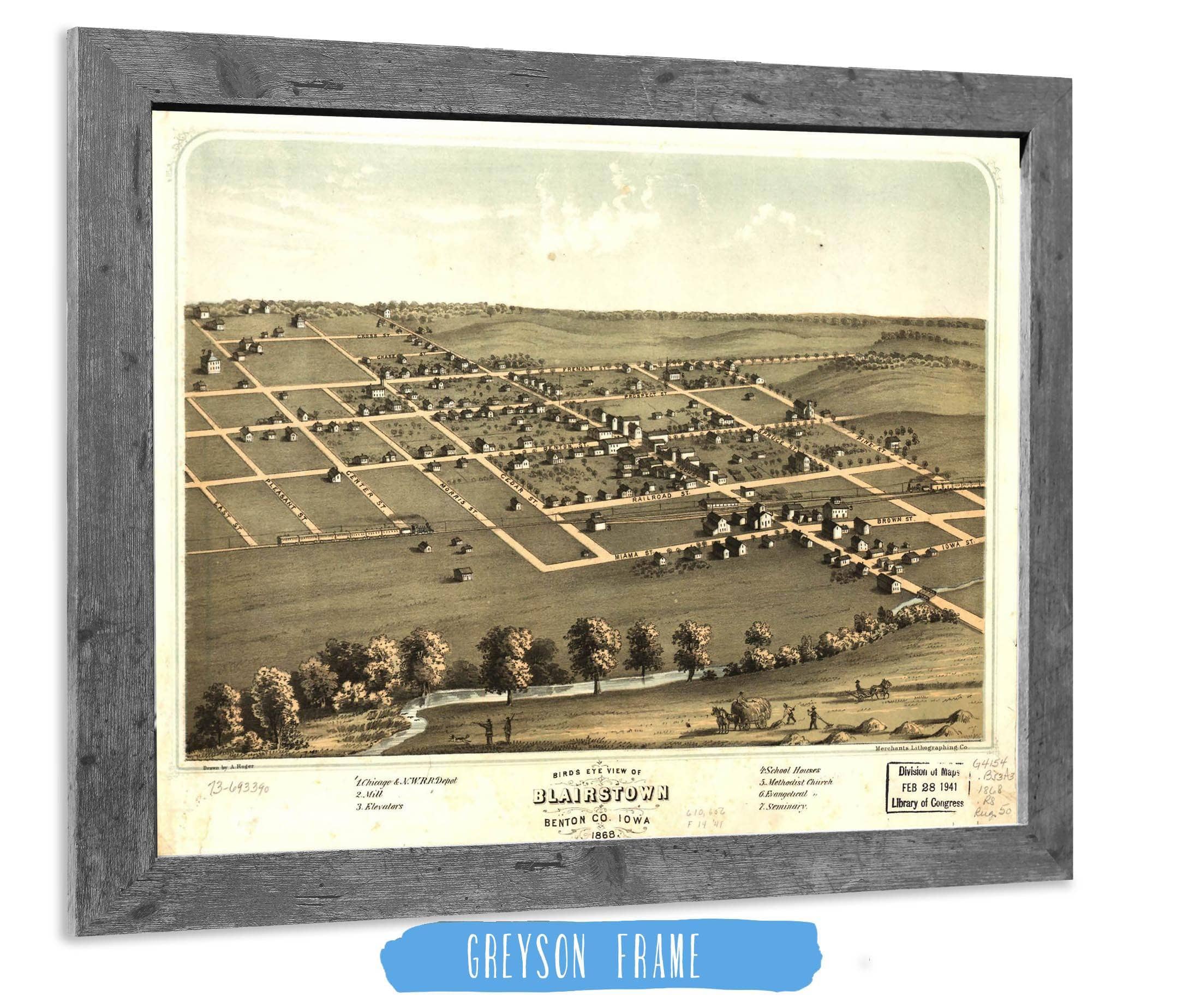 Birds Eye View Of Blairstown Benton Co Iowa 1868 State of Iowa