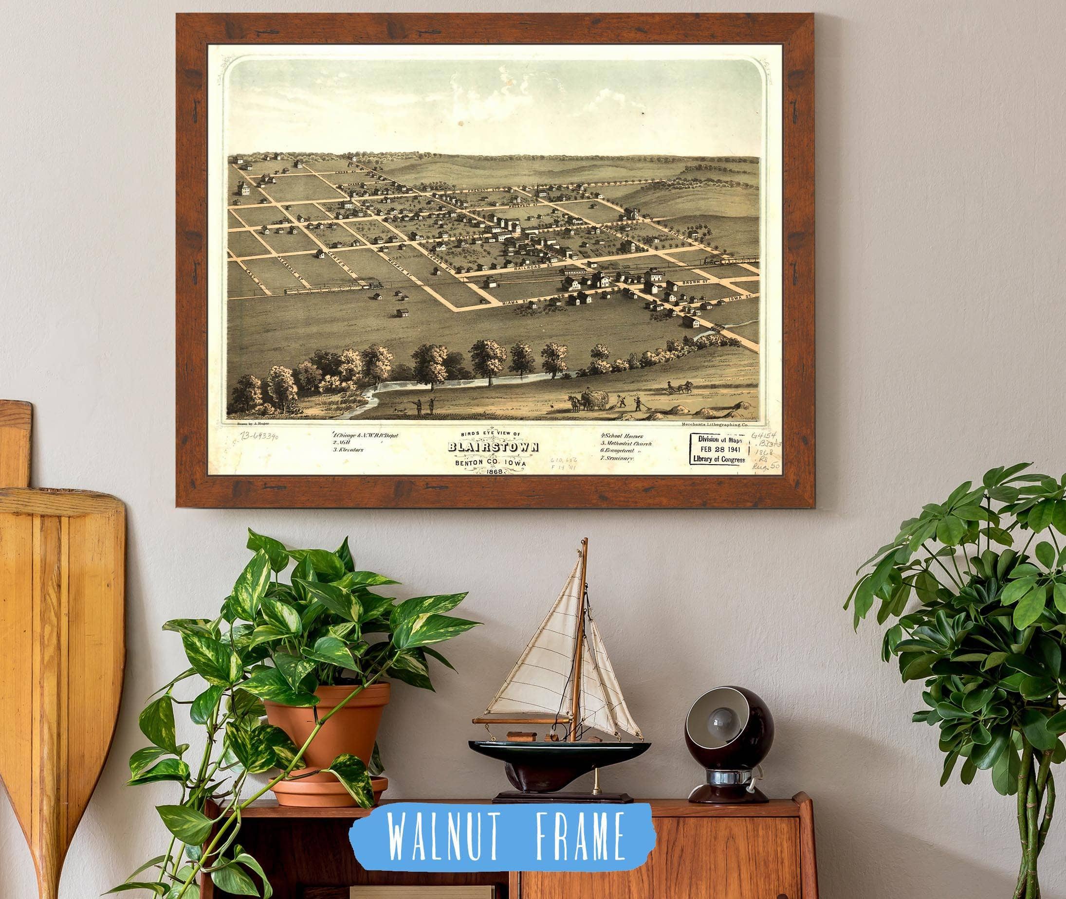 Birds Eye View Of Blairstown Benton Co Iowa 1868 State of Iowa