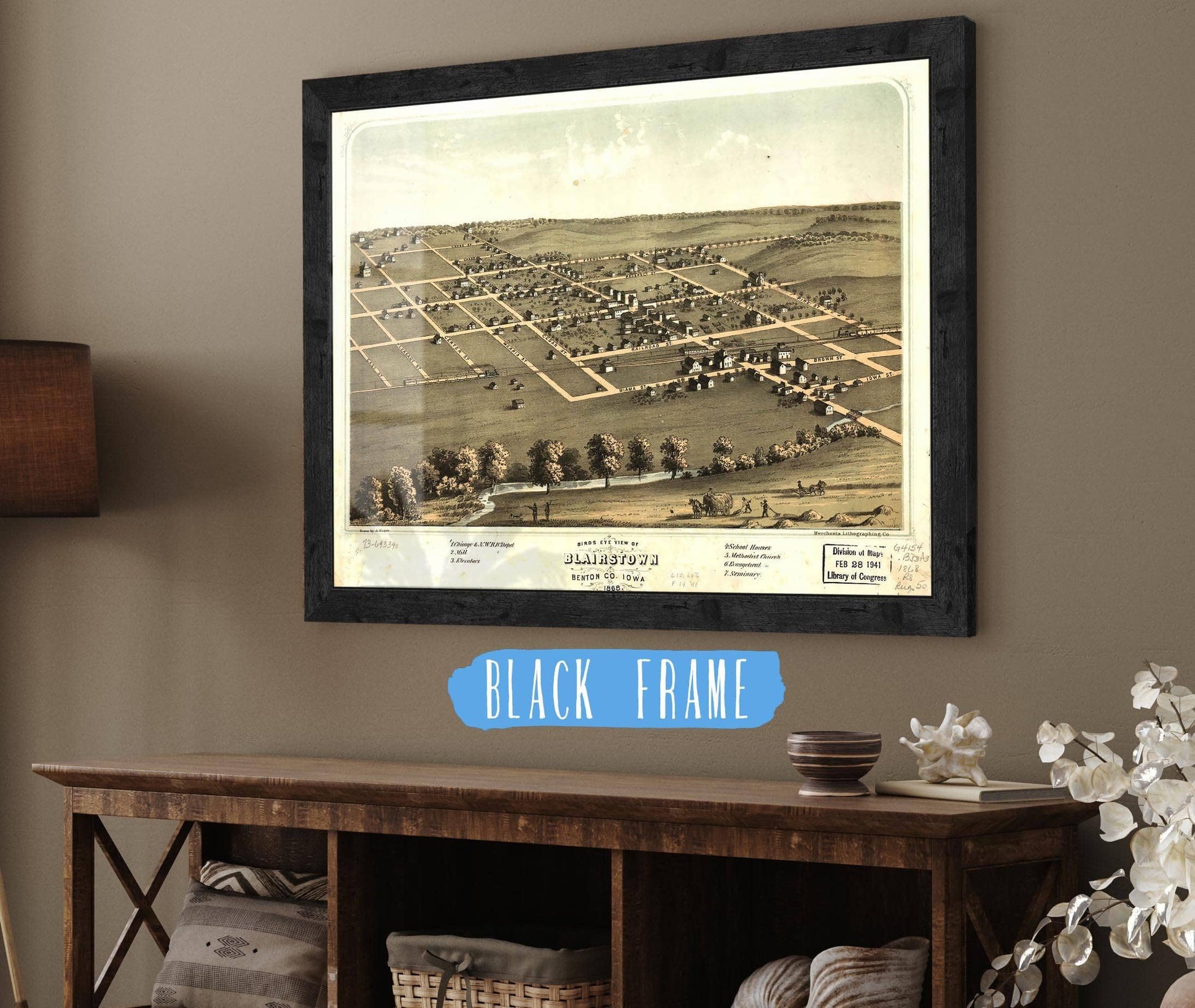 Birds Eye View Of Blairstown Benton Co Iowa 1868 State of Iowa