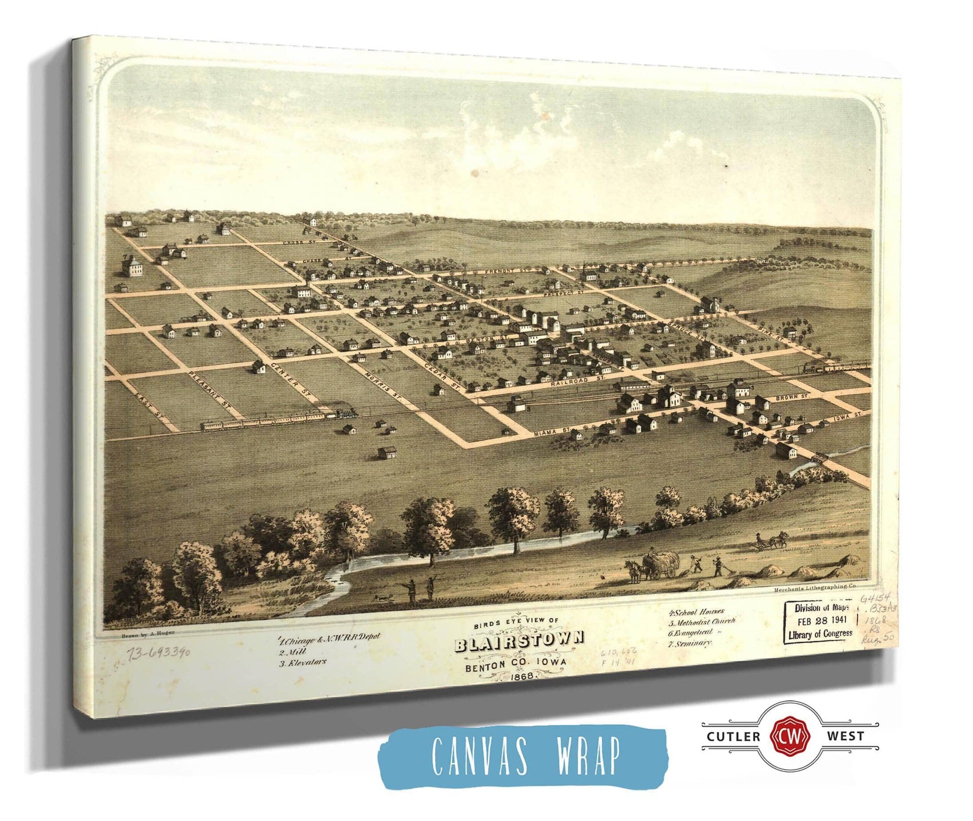 Birds Eye View Of Blairstown Benton Co Iowa 1868 State of Iowa