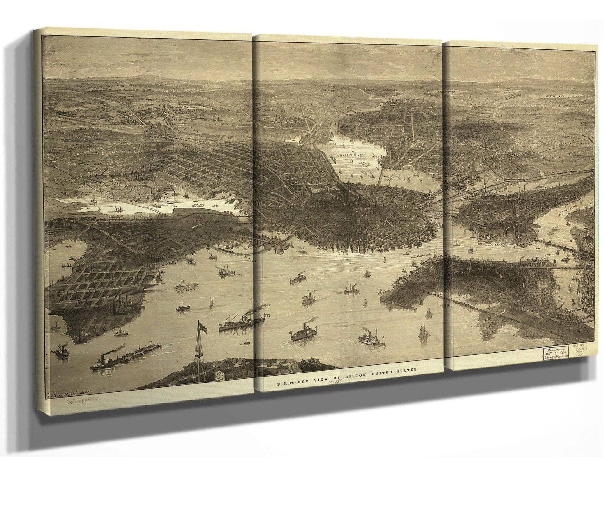 Birds Eye View Of Boston United States  State Of Massachusetts