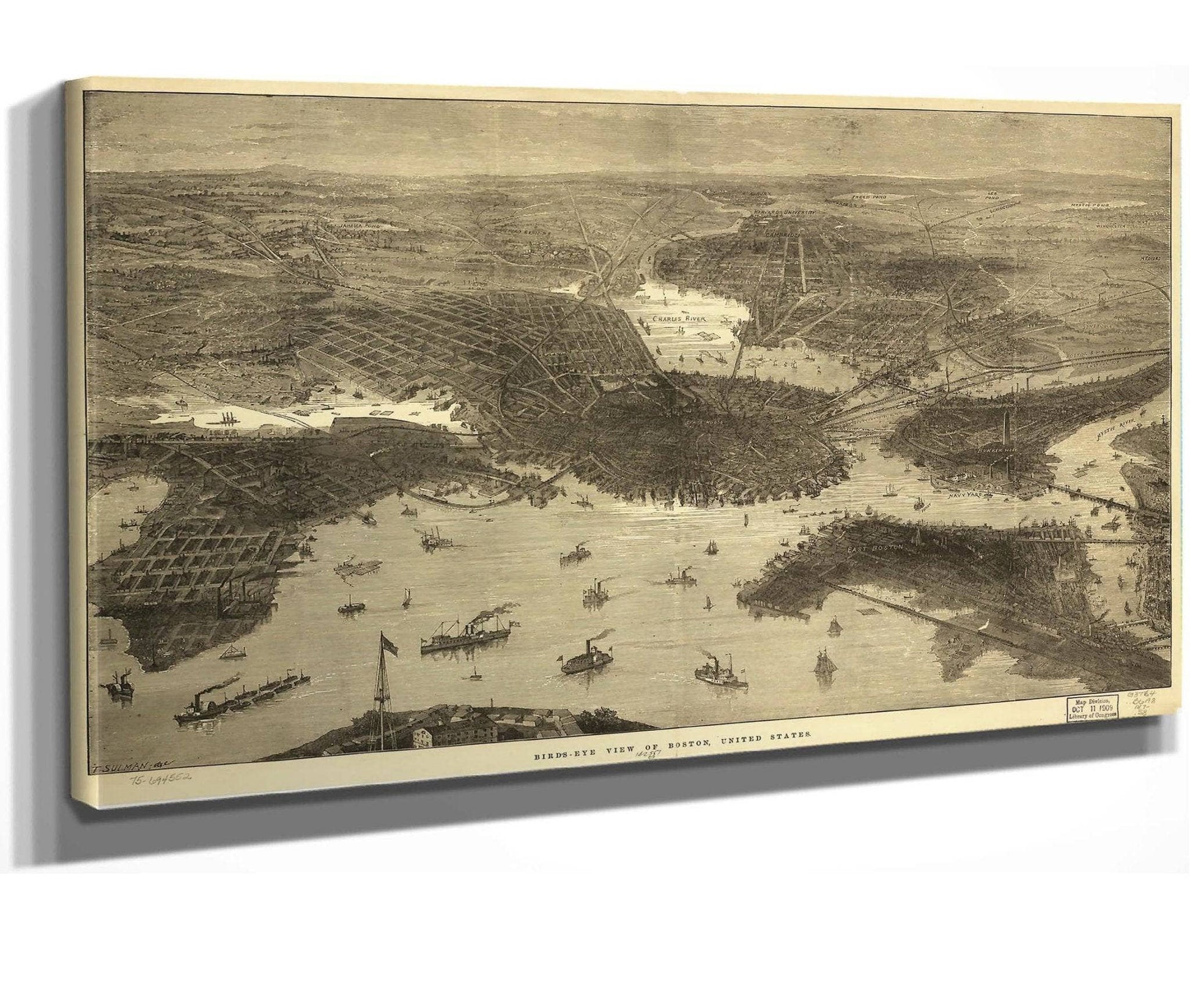 Birds Eye View Of Boston United States  State Of Massachusetts