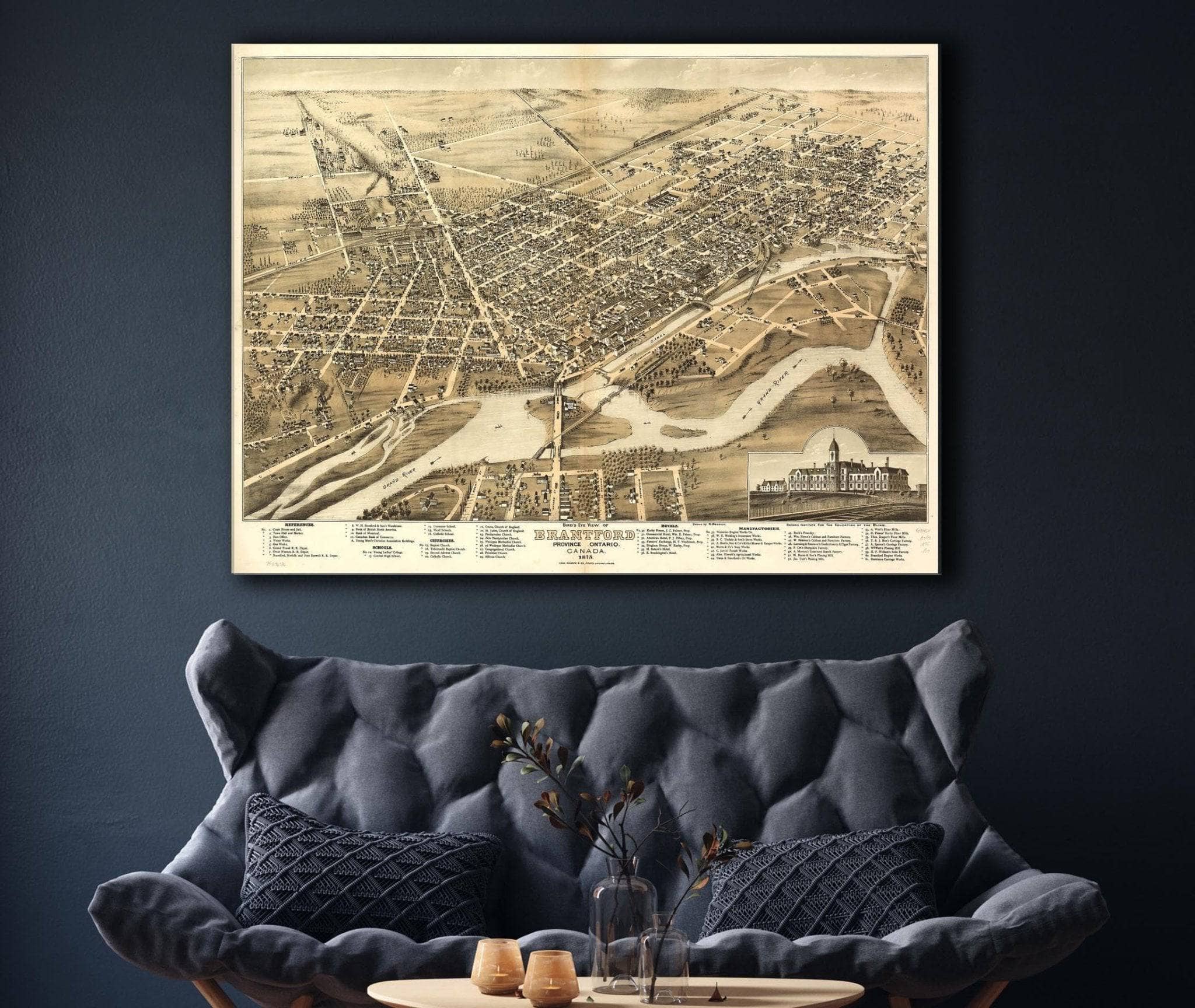 Birds Eye View Of Brantford Province Ontario Canada 1875 State of Canada