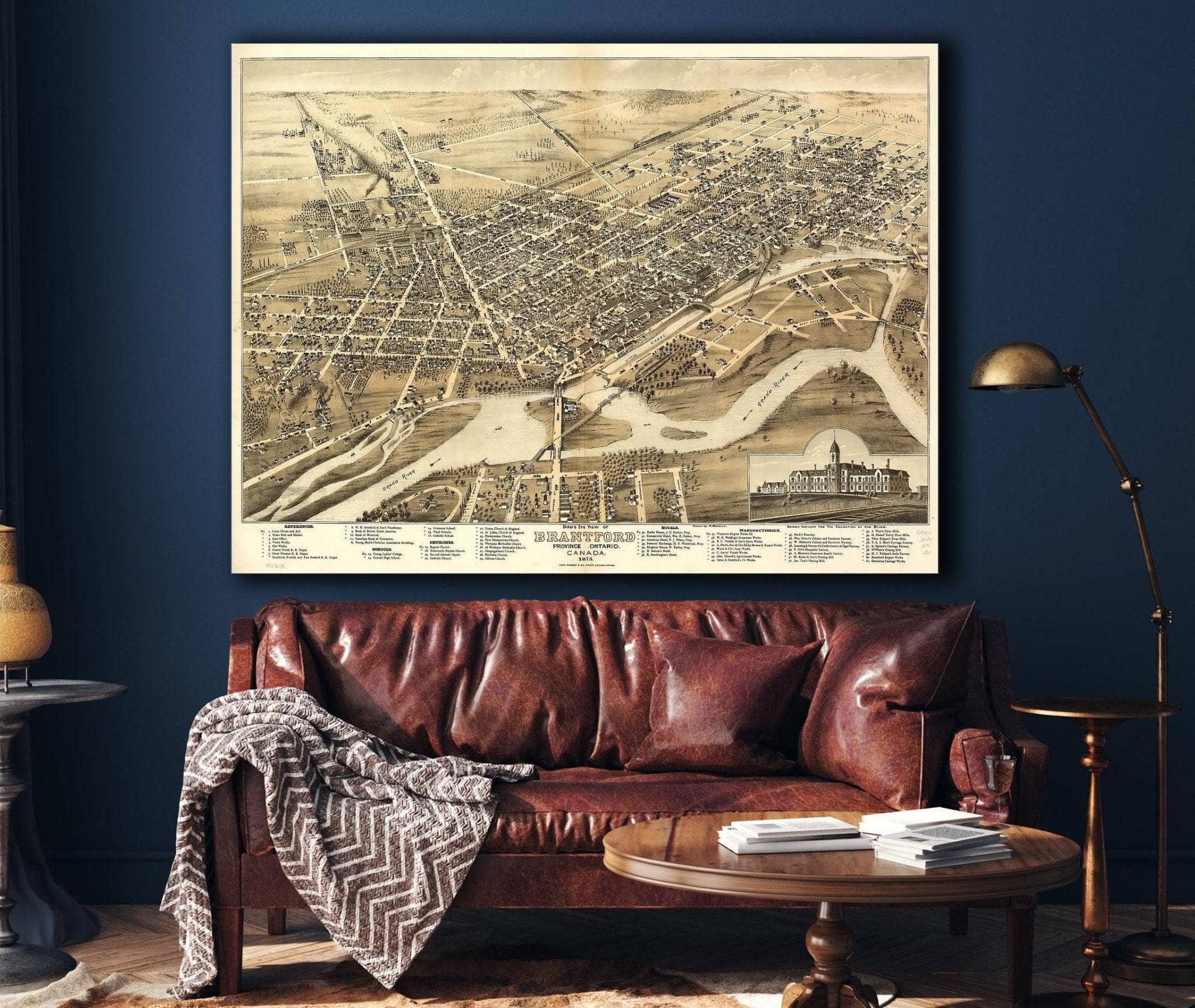 Birds Eye View Of Brantford Province Ontario Canada 1875 State of Canada