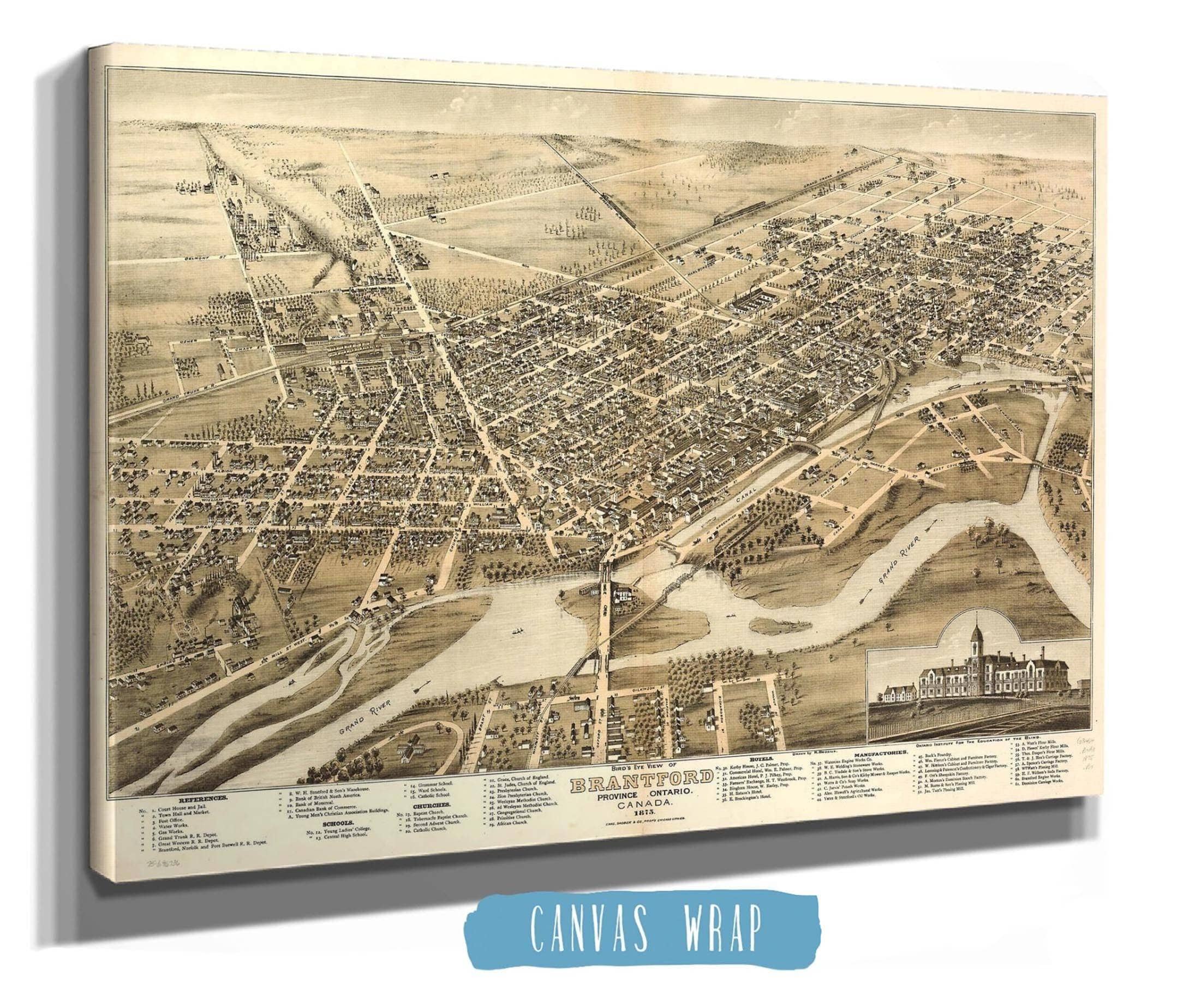 Birds Eye View Of Brantford Province Ontario Canada 1875 State of Canada