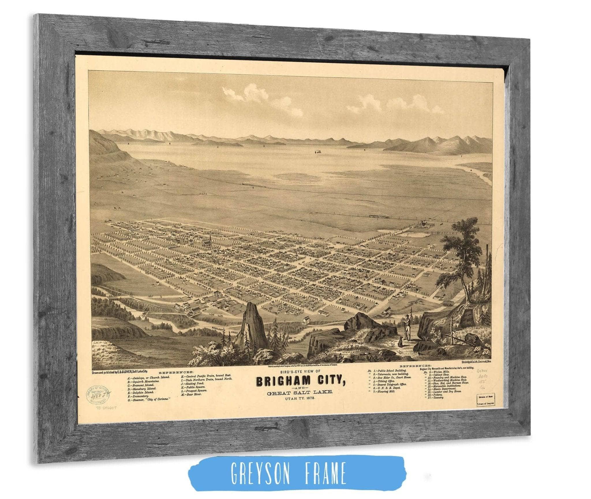 Birds Eye View Of Brigham City And Great Salt Lake Utah Ty 1875 State of Utah