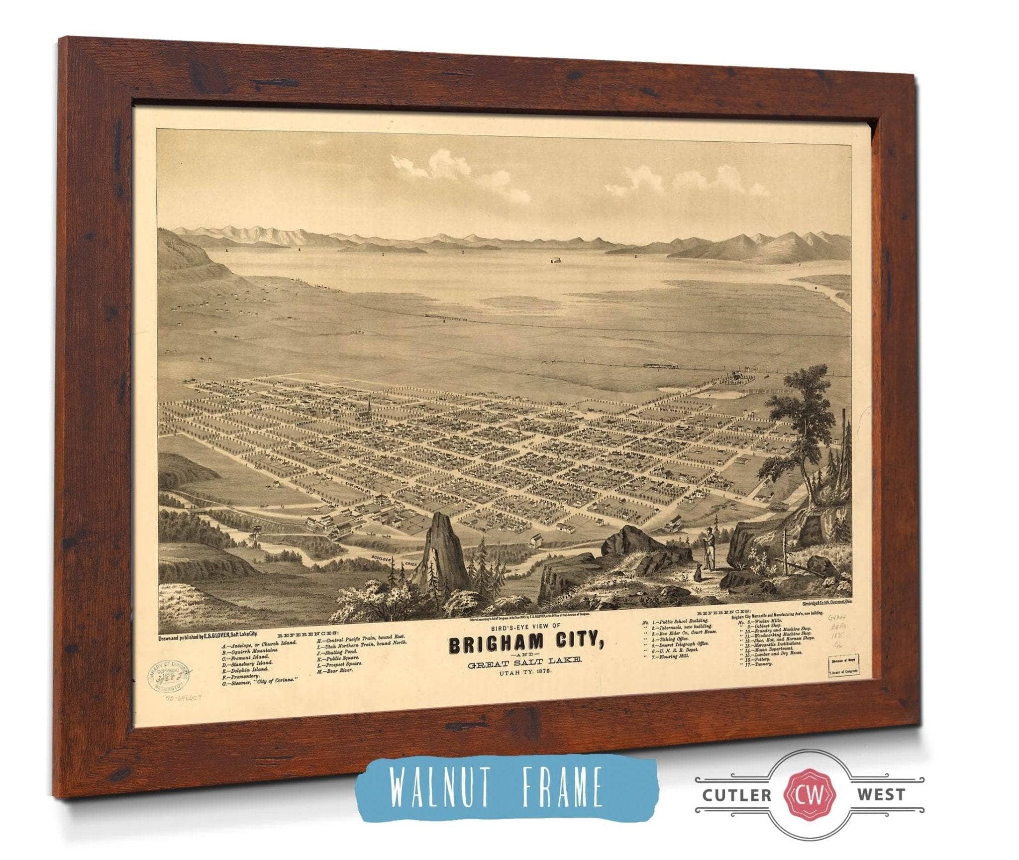 Birds Eye View Of Brigham City And Great Salt Lake Utah Ty 1875 State of Utah