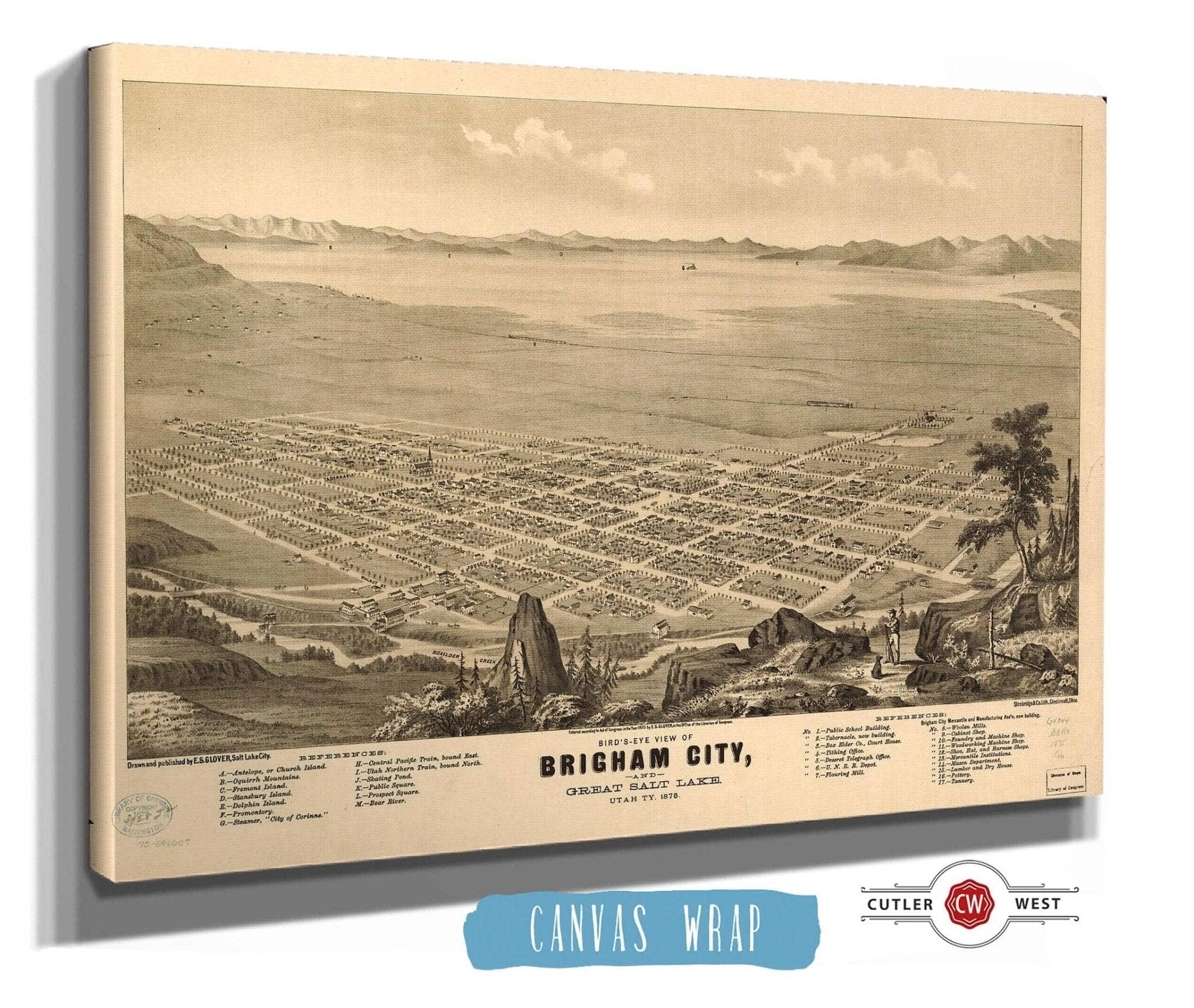 Birds Eye View Of Brigham City And Great Salt Lake Utah Ty 1875 State of Utah