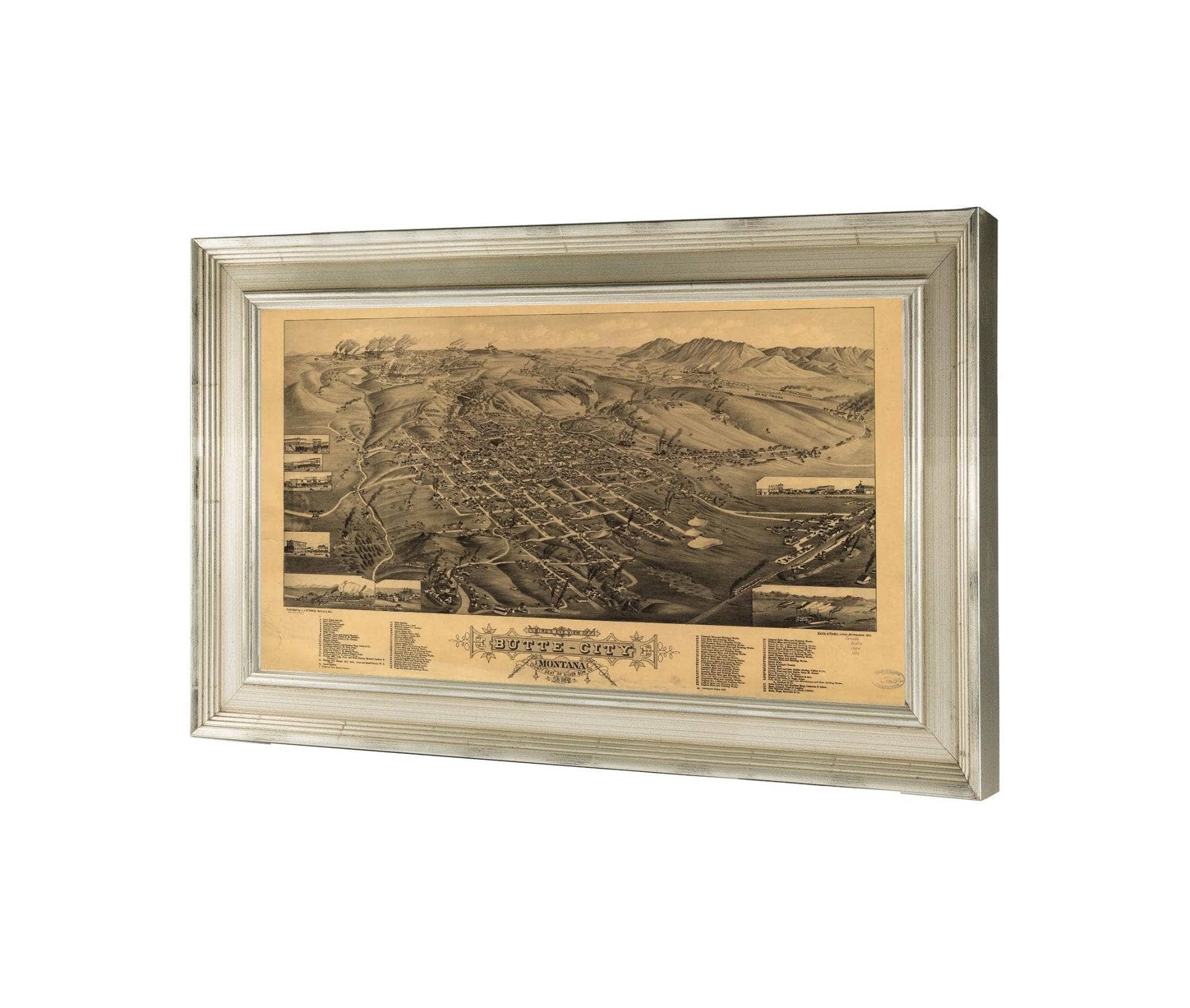 Birds Eye View Of Butte City Montana County Seat Of Silver Bow Co 1884  State Of Montana