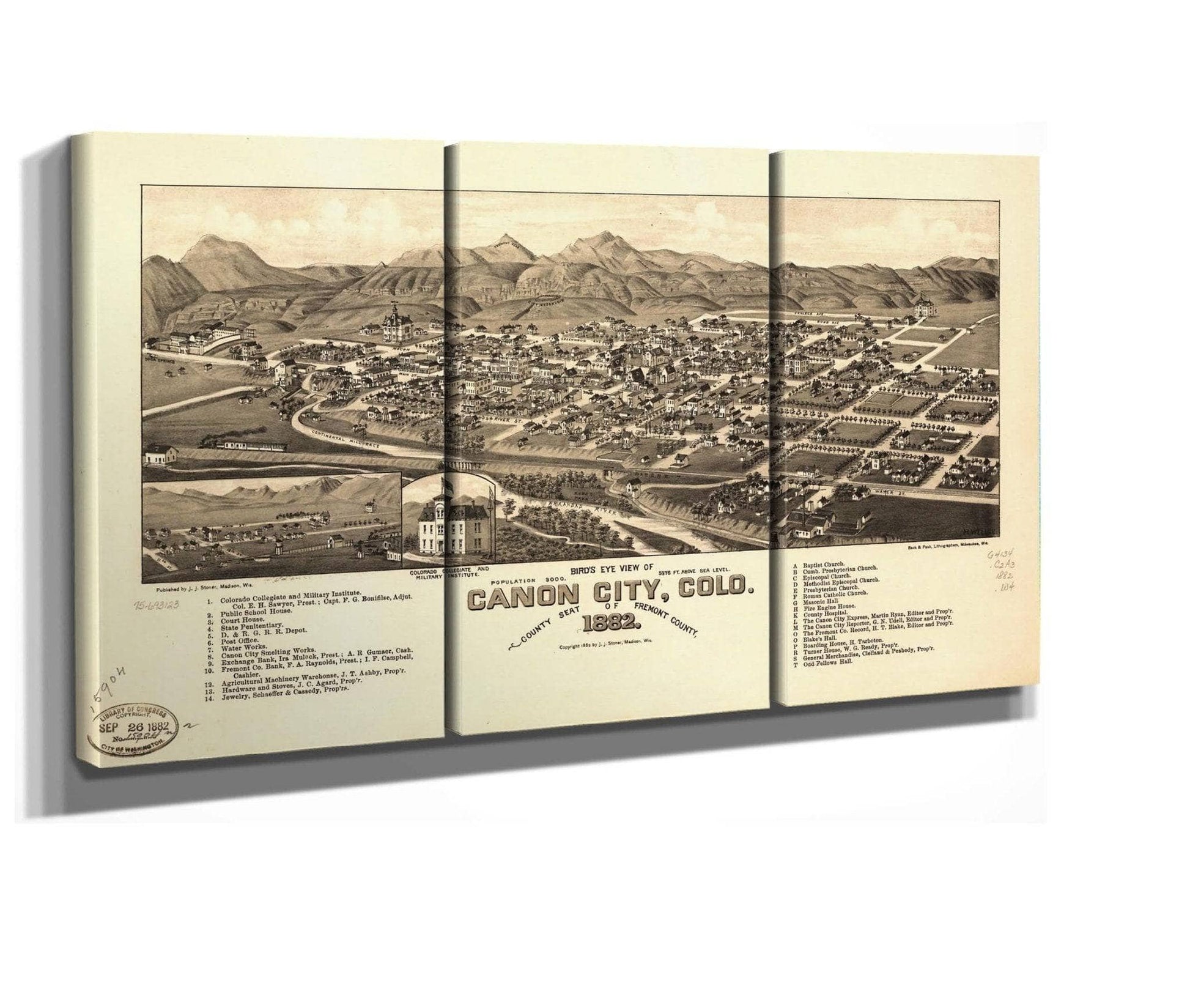 Birds Eye View Of Canon City Colo County Seat Of Fremont County 1882  State Of JPEG