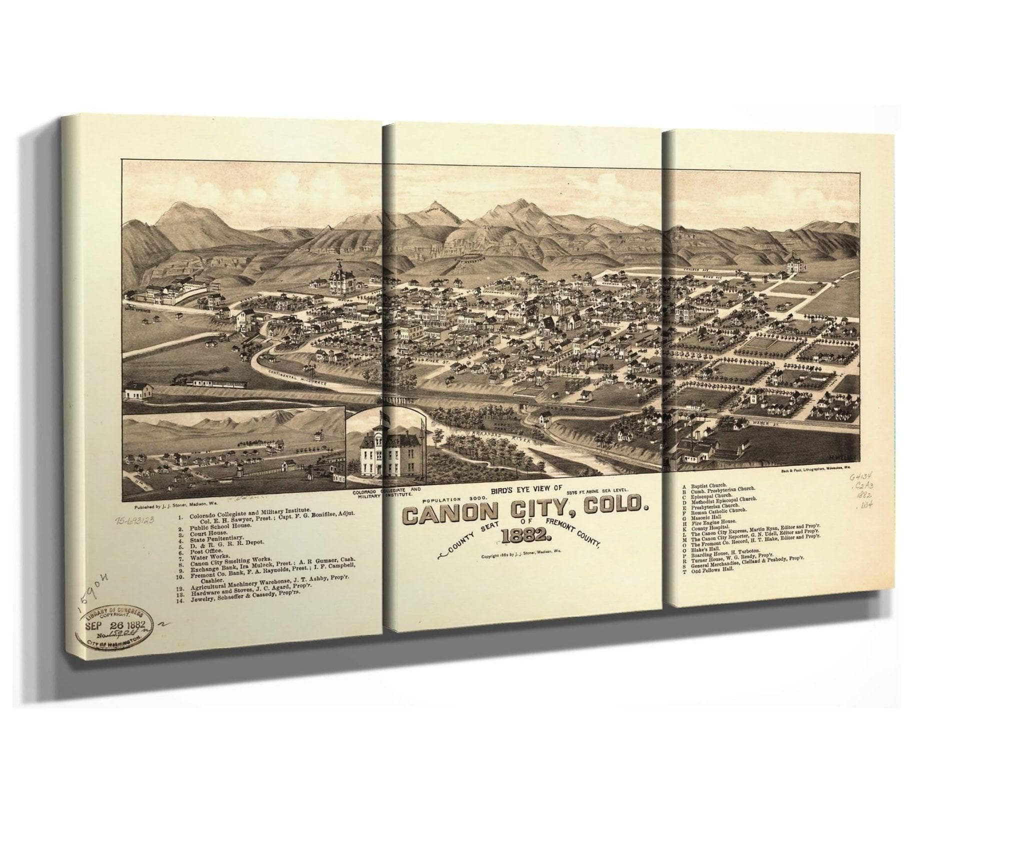 Birds Eye View Of Canon City Colo County Seat Of Fremont County 1882  State Of JPEG