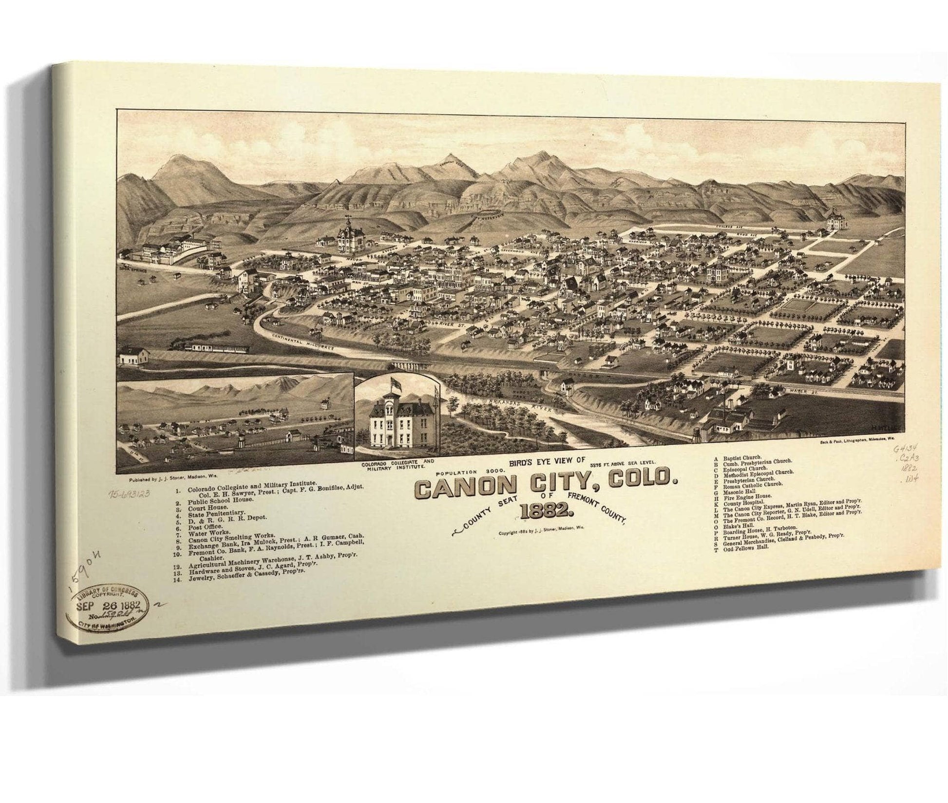 Birds Eye View Of Canon City Colo County Seat Of Fremont County 1882  State Of JPEG