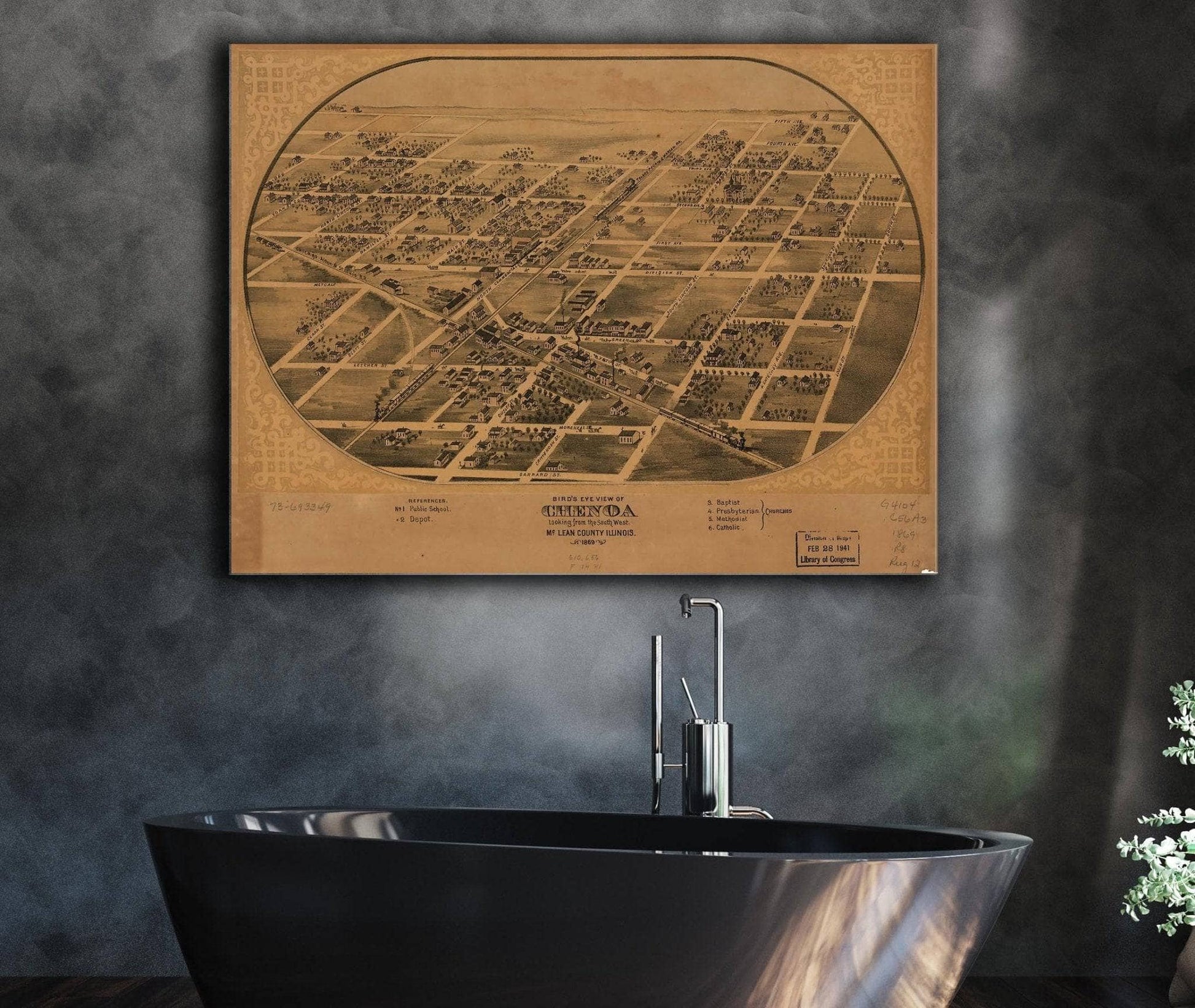 Birds Eye View Of Chenoa Mclean County Illinois 1869 State of Illinois