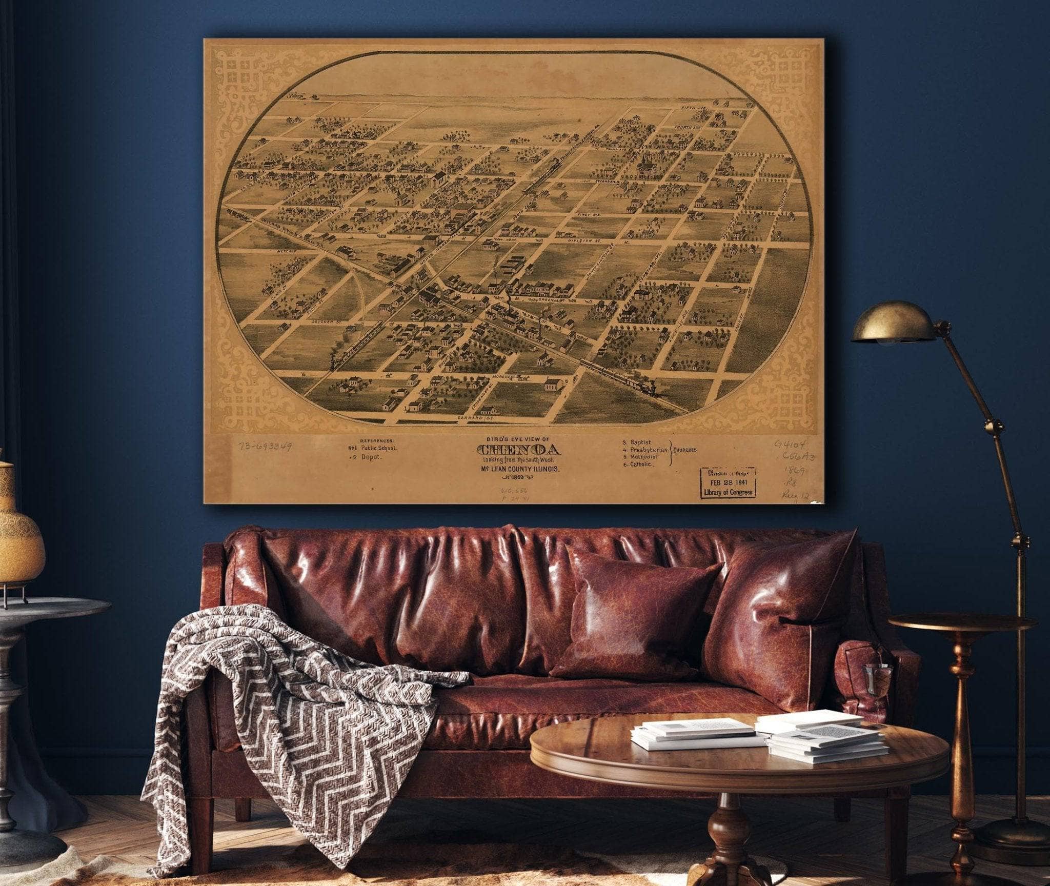 Birds Eye View Of Chenoa Mclean County Illinois 1869 State of Illinois