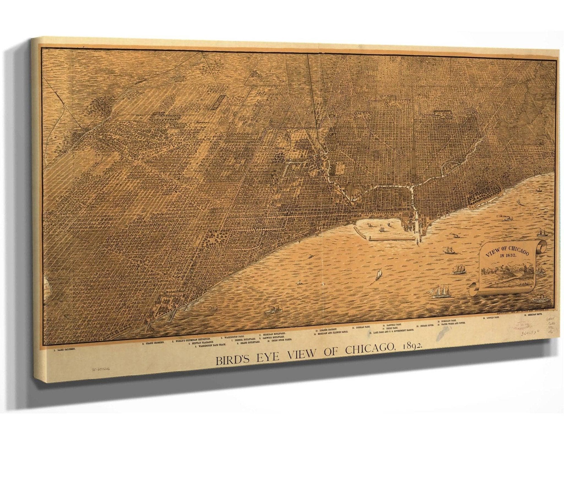 Birds Eye View Of Chicago 1892  State Of Illinois