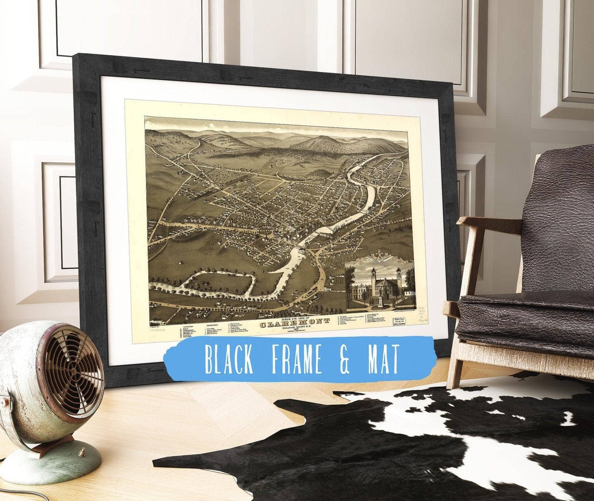 Birds Eye View Of Claremont Sullivan County Nh 1877 State of New Hampshire