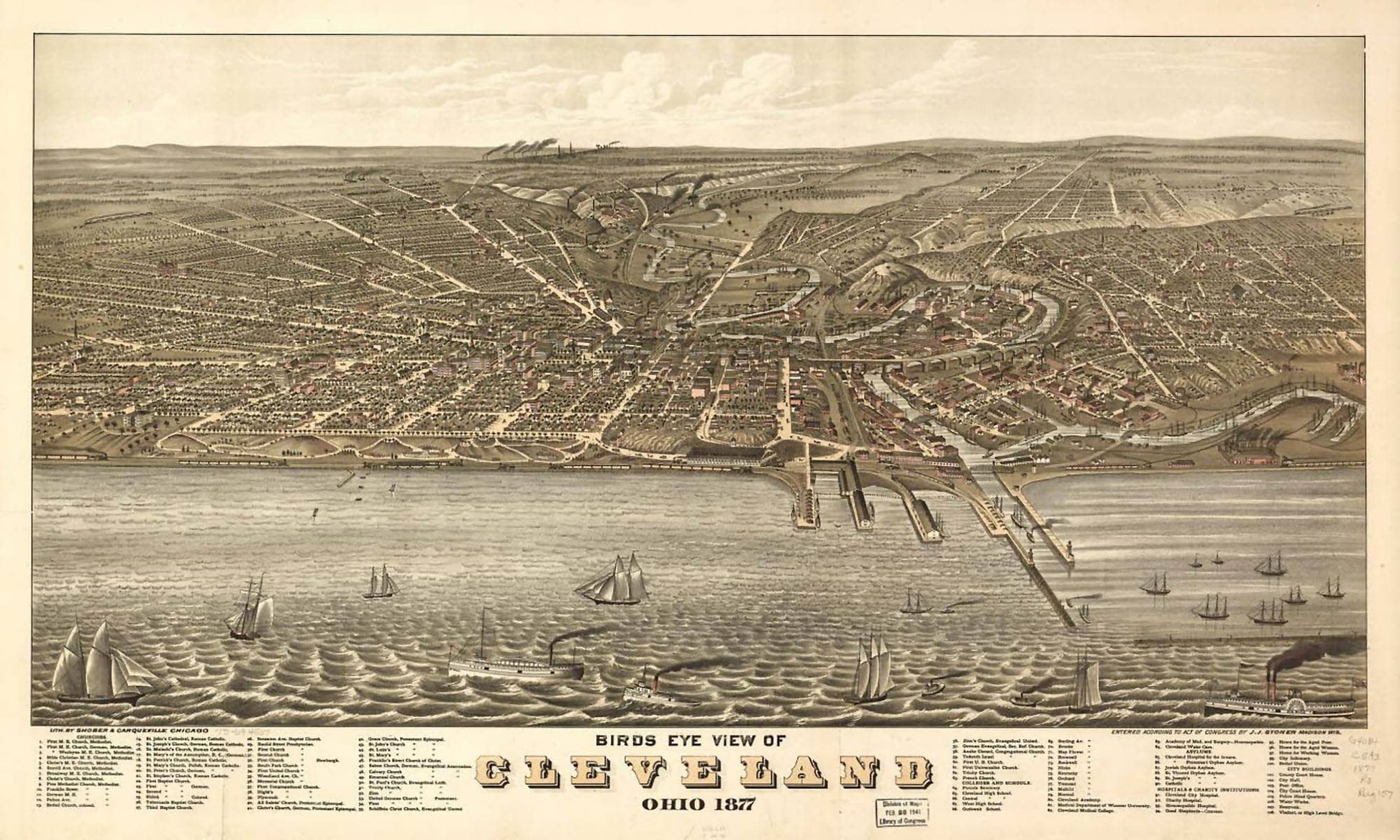 Birds Eye View Of Cleveland Ohio 1877  State Of Ohio