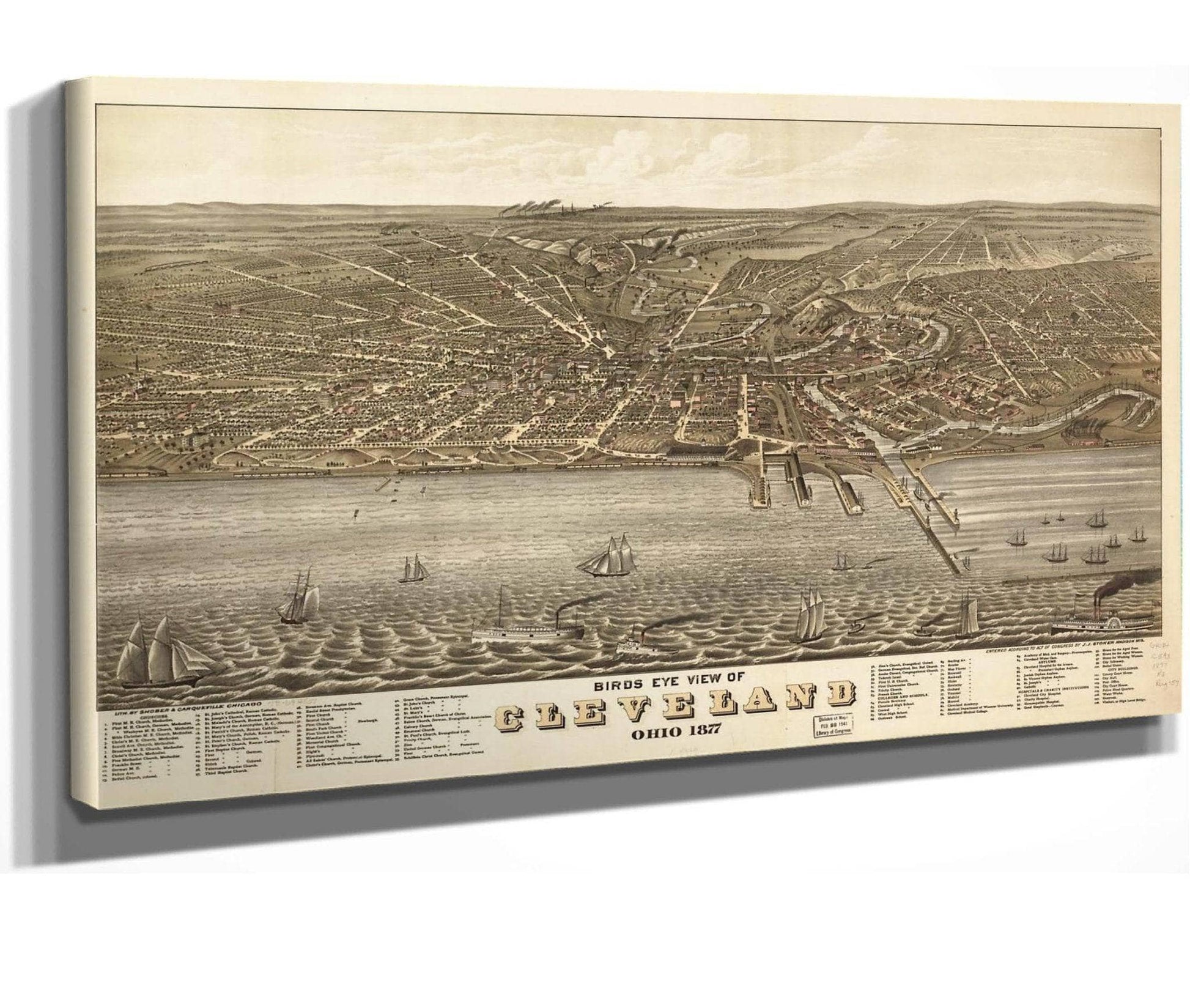 Birds Eye View Of Cleveland Ohio 1877  State Of Ohio