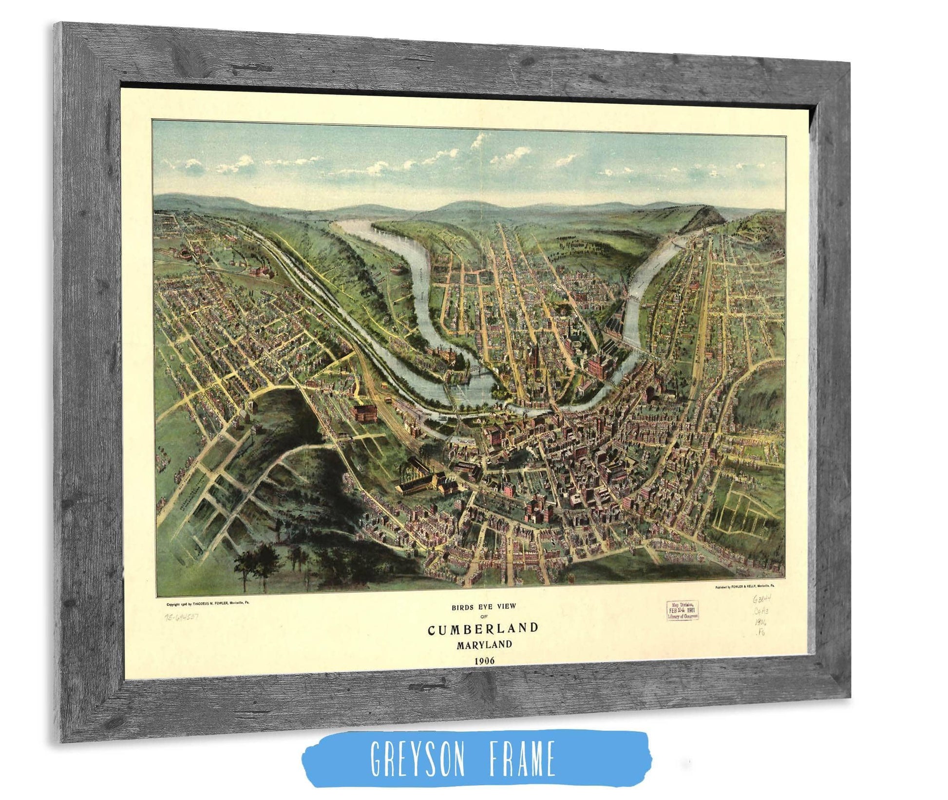 Birds Eye View Of Cumberland Maryland 1906 State of Maryland