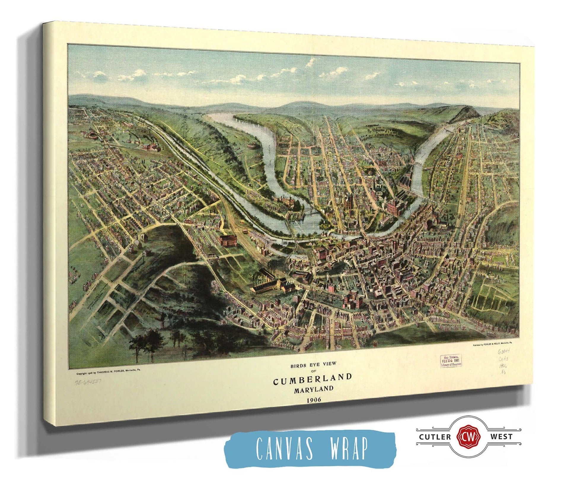 Birds Eye View Of Cumberland Maryland 1906 State of Maryland