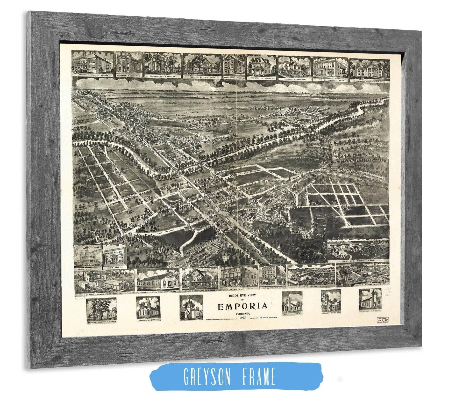 Birds Eye View Of Emporia Virginia 1907 State of Virginia