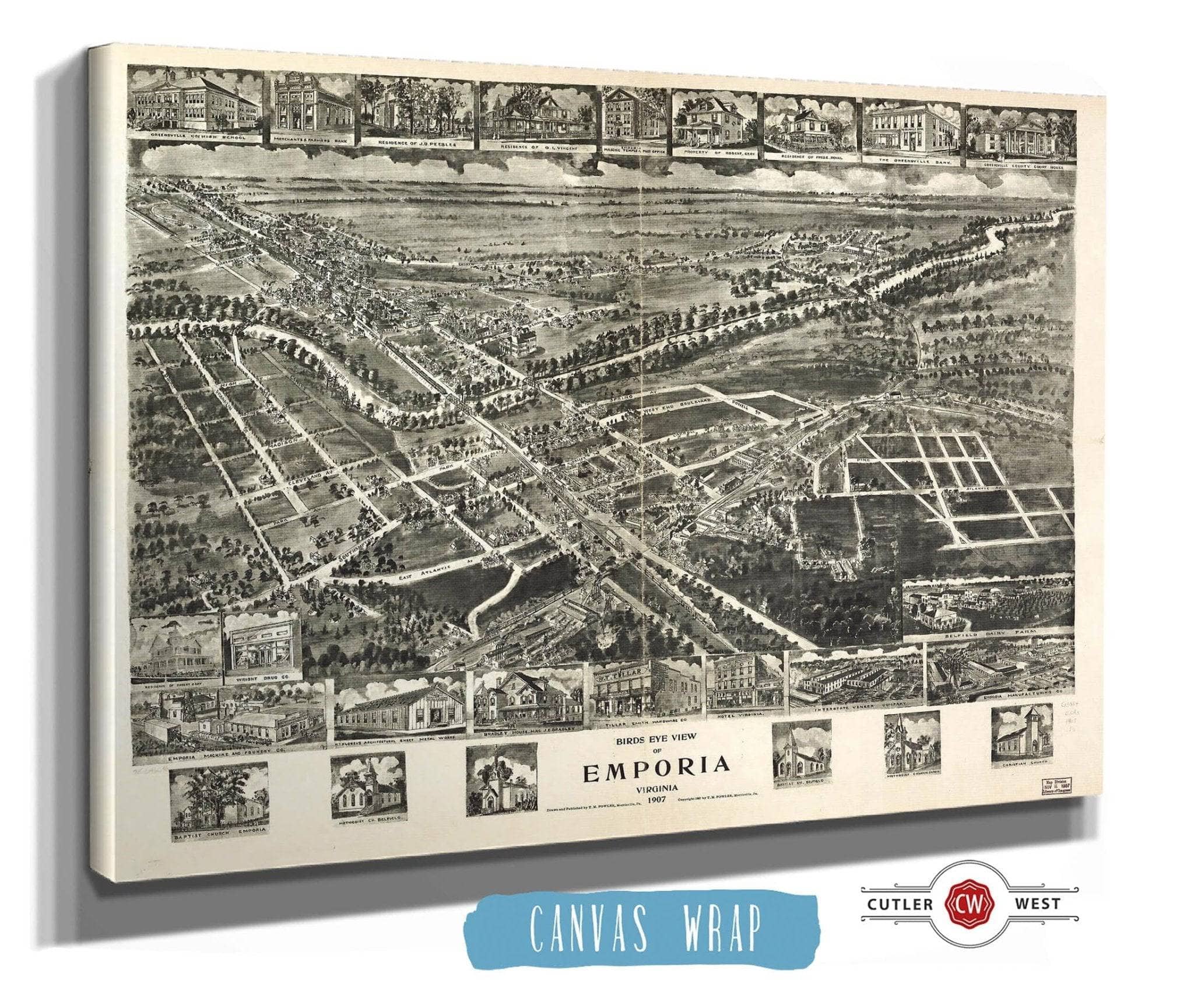 Birds Eye View Of Emporia Virginia 1907 State of Virginia