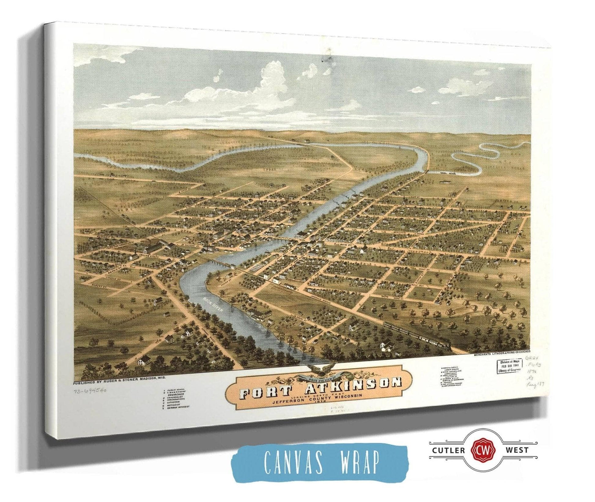 Birds Eye View Of Fort Atkinson Jefferson County Wisconsin 1870 State of Wisconsin