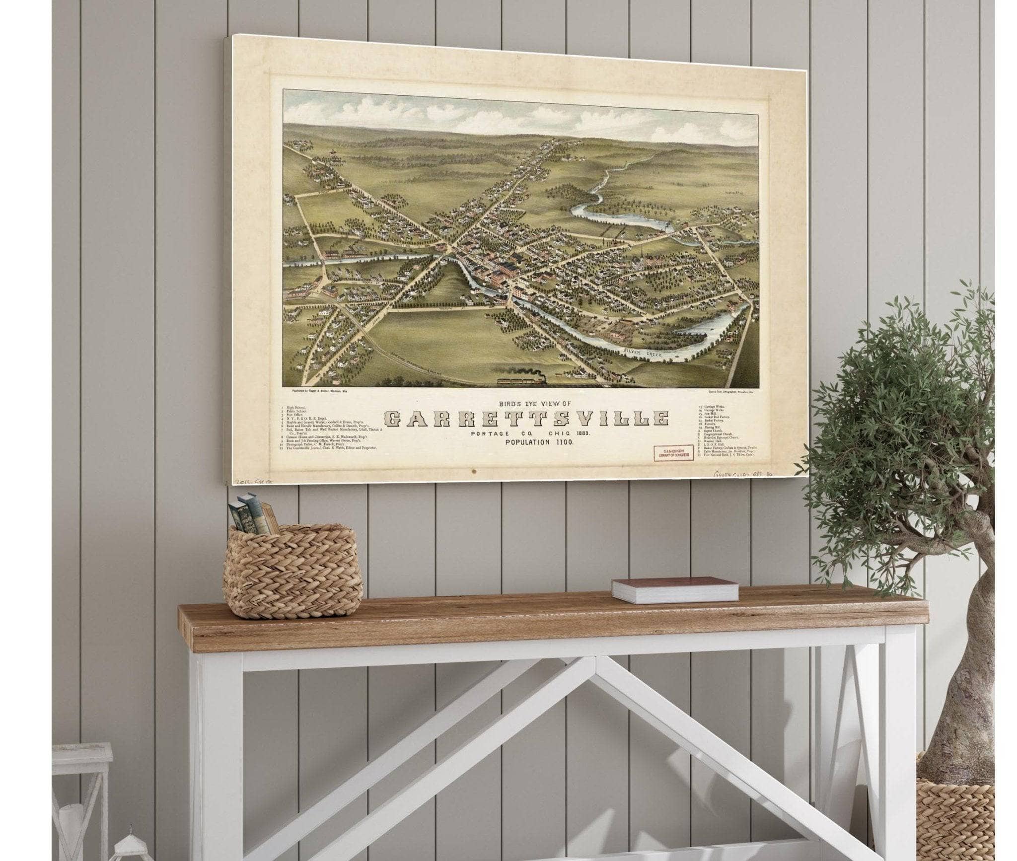 Birds Eye View Of Garrettsville Portage Co Ohio 1883  Population 1100  State Of Ohio