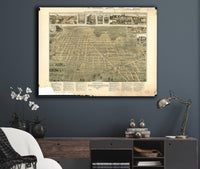 Birds Eye View Of Greencastle Indiana 1886 State of Indiana