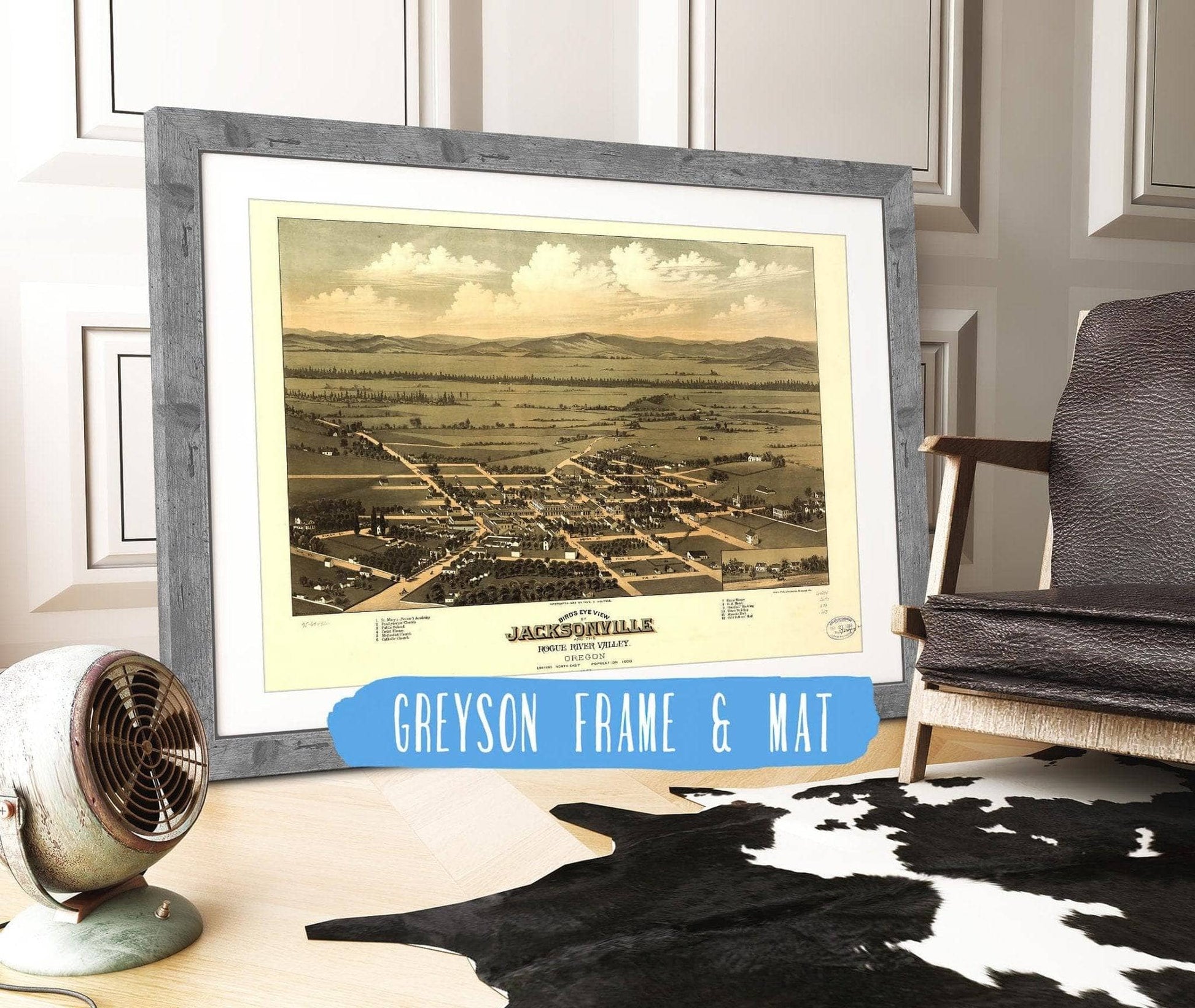 Birds Eye View Of Jacksonville And The Rogue River Valley Oregon 1883 State of Oregon