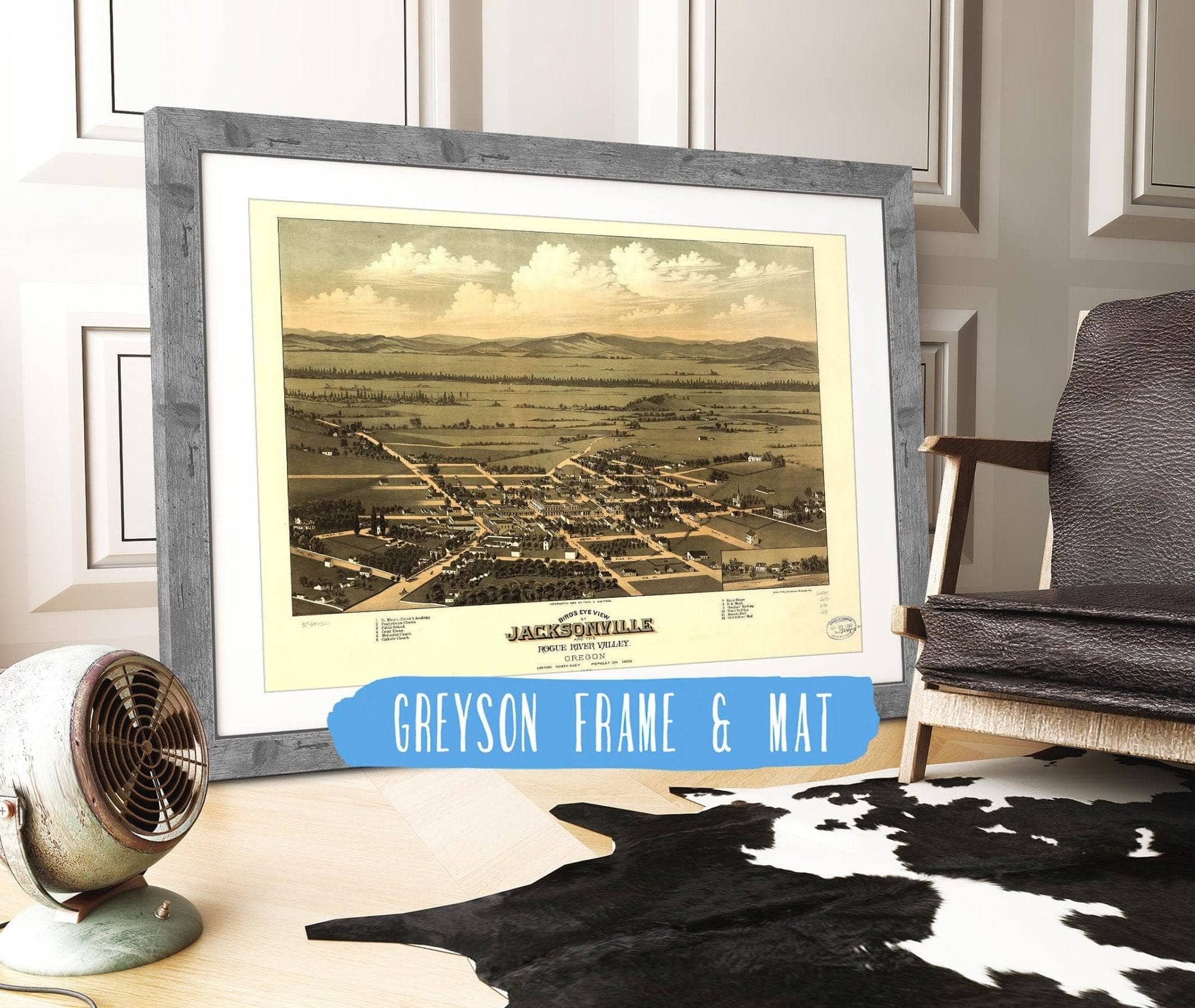 Birds Eye View Of Jacksonville And The Rogue River Valley Oregon 1883 State of Oregon