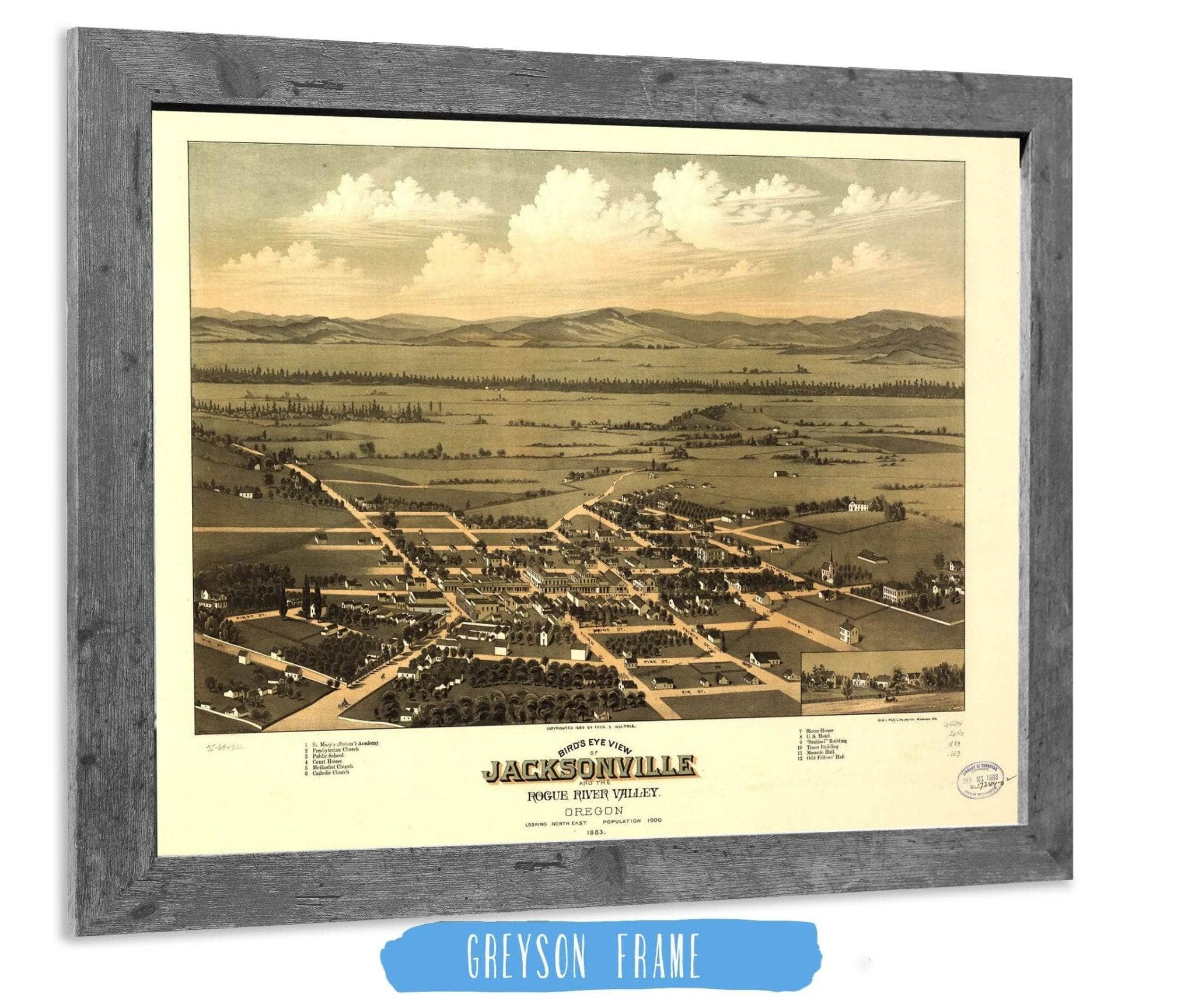 Birds Eye View Of Jacksonville And The Rogue River Valley Oregon 1883 State of Oregon