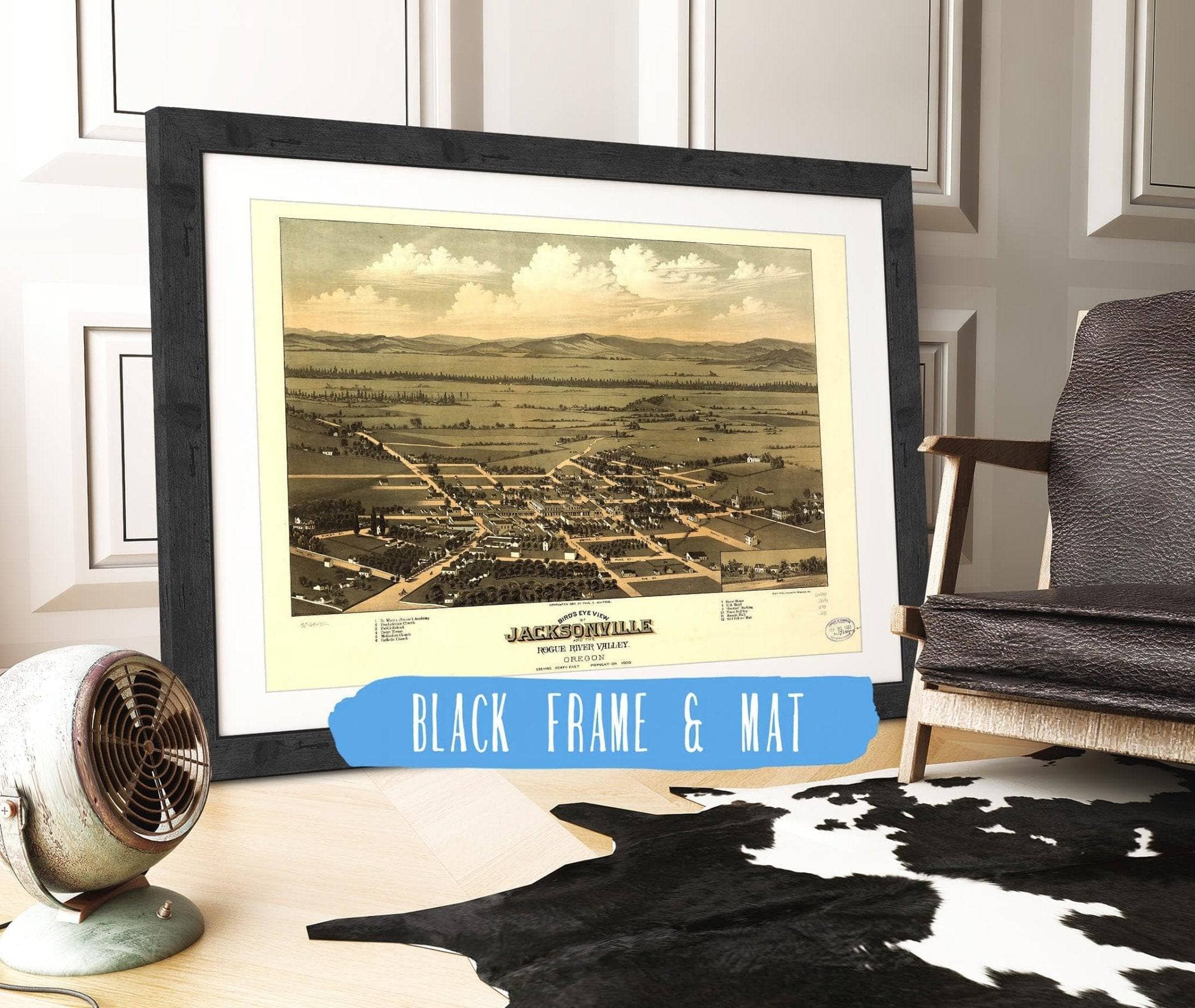 Birds Eye View Of Jacksonville And The Rogue River Valley Oregon 1883 State of Oregon