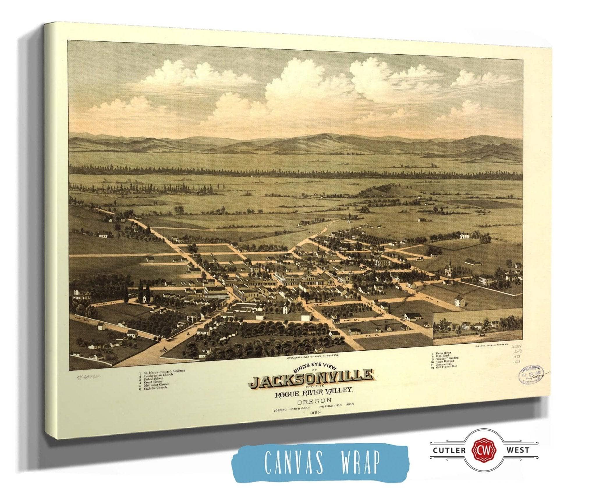 Birds Eye View Of Jacksonville And The Rogue River Valley Oregon 1883 State of Oregon