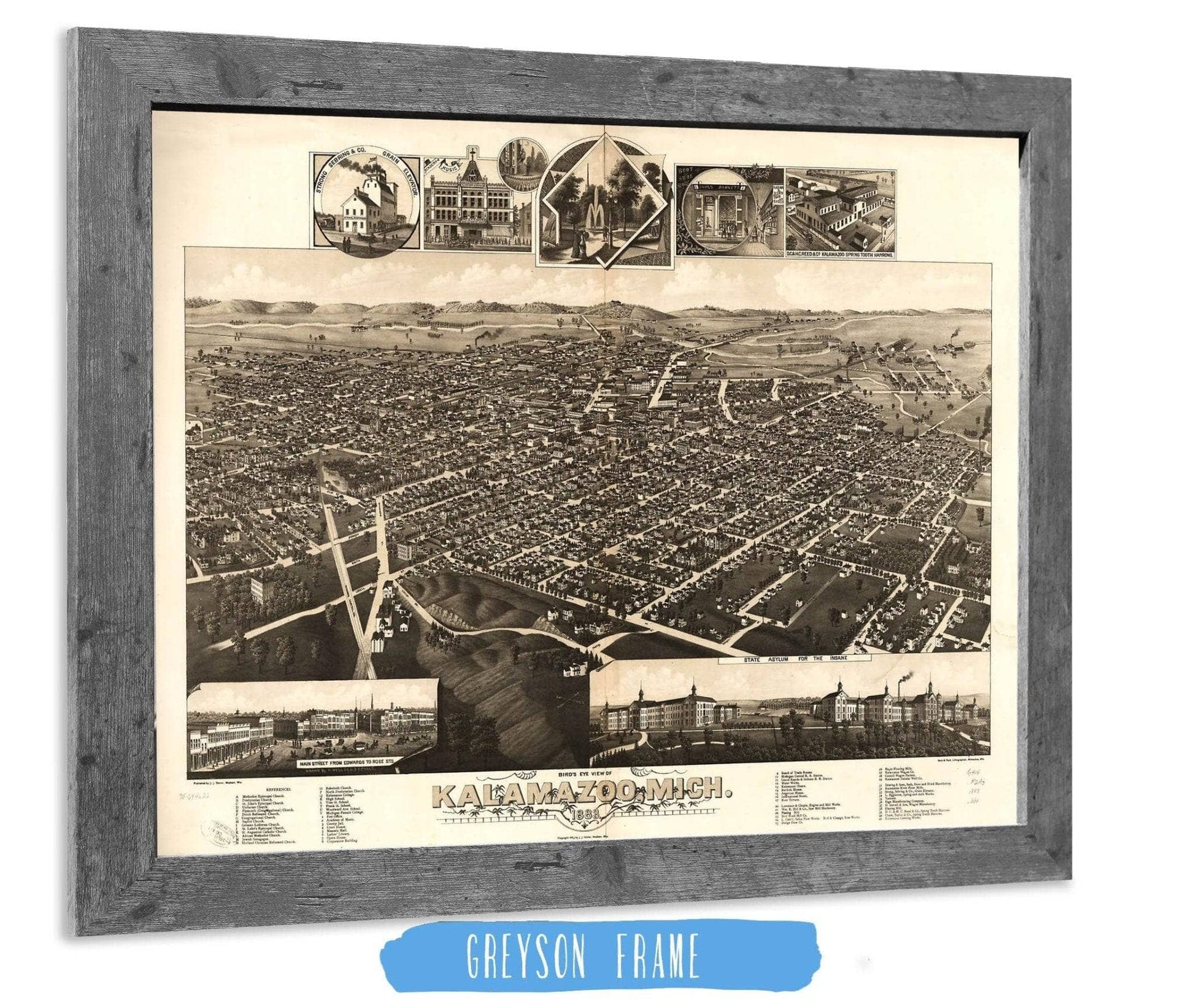 Birds Eye View Of Kalamazoo Mich 1883 State of Michigan