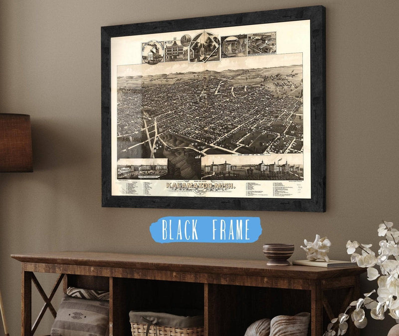 Birds Eye View Of Kalamazoo Mich 1883 State of Michigan